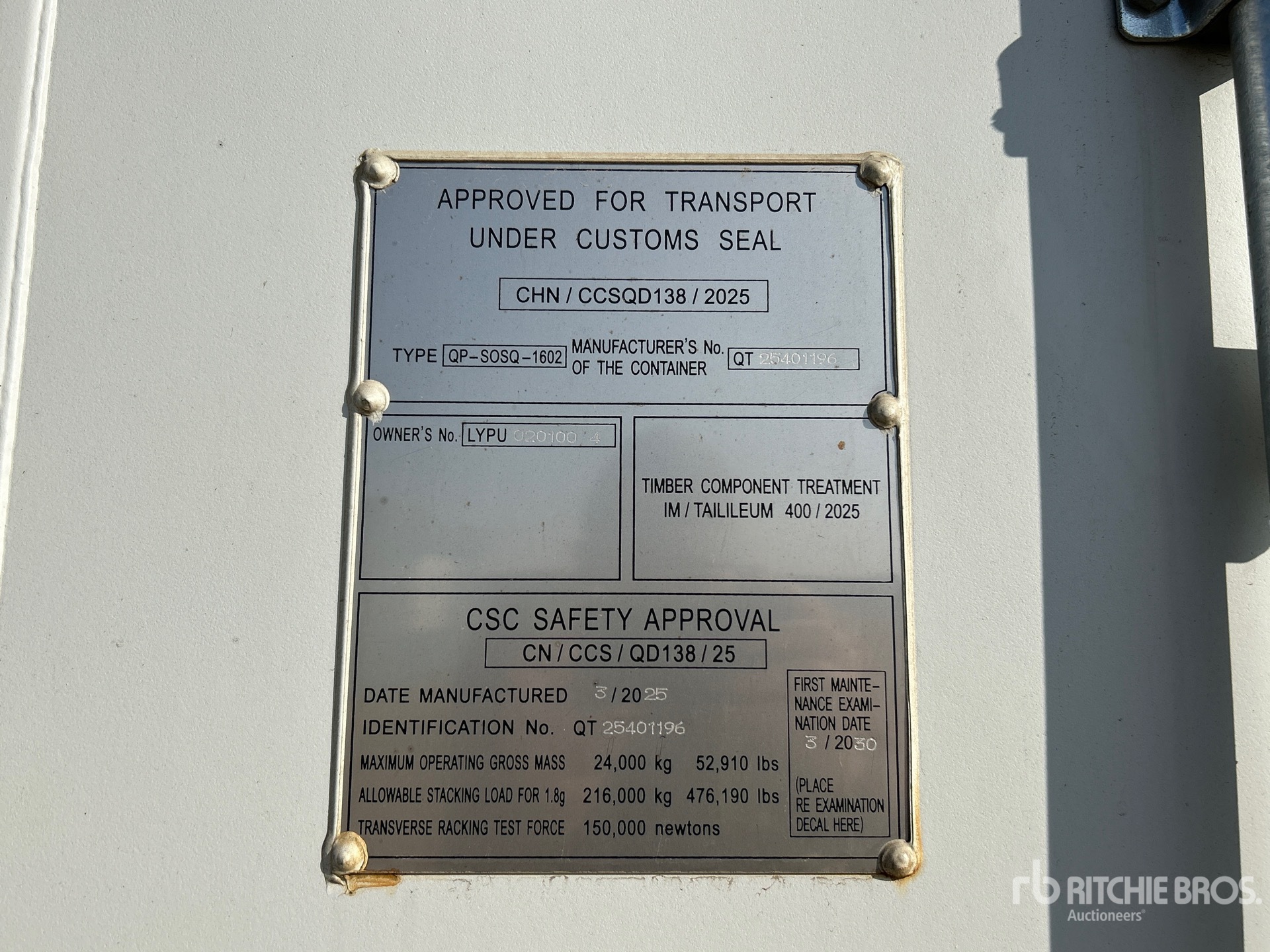 General Appearance with Serial Number / VIN