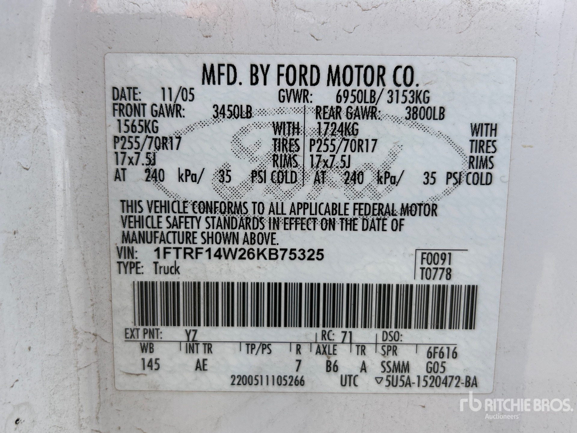 General Appearance with Serial Number / VIN
