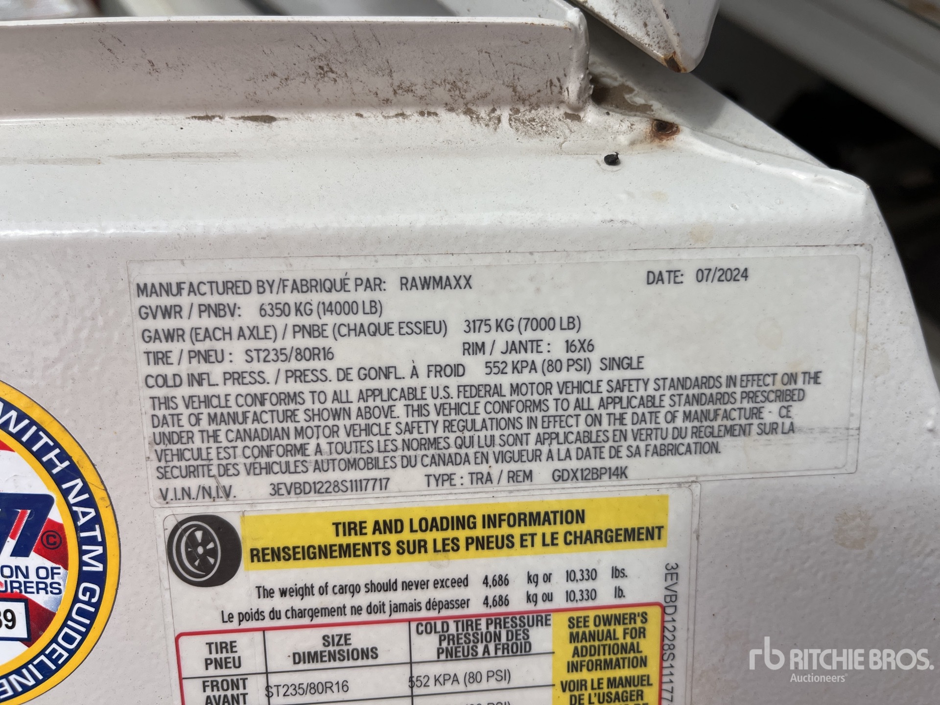 General Appearance with Serial Number / VIN