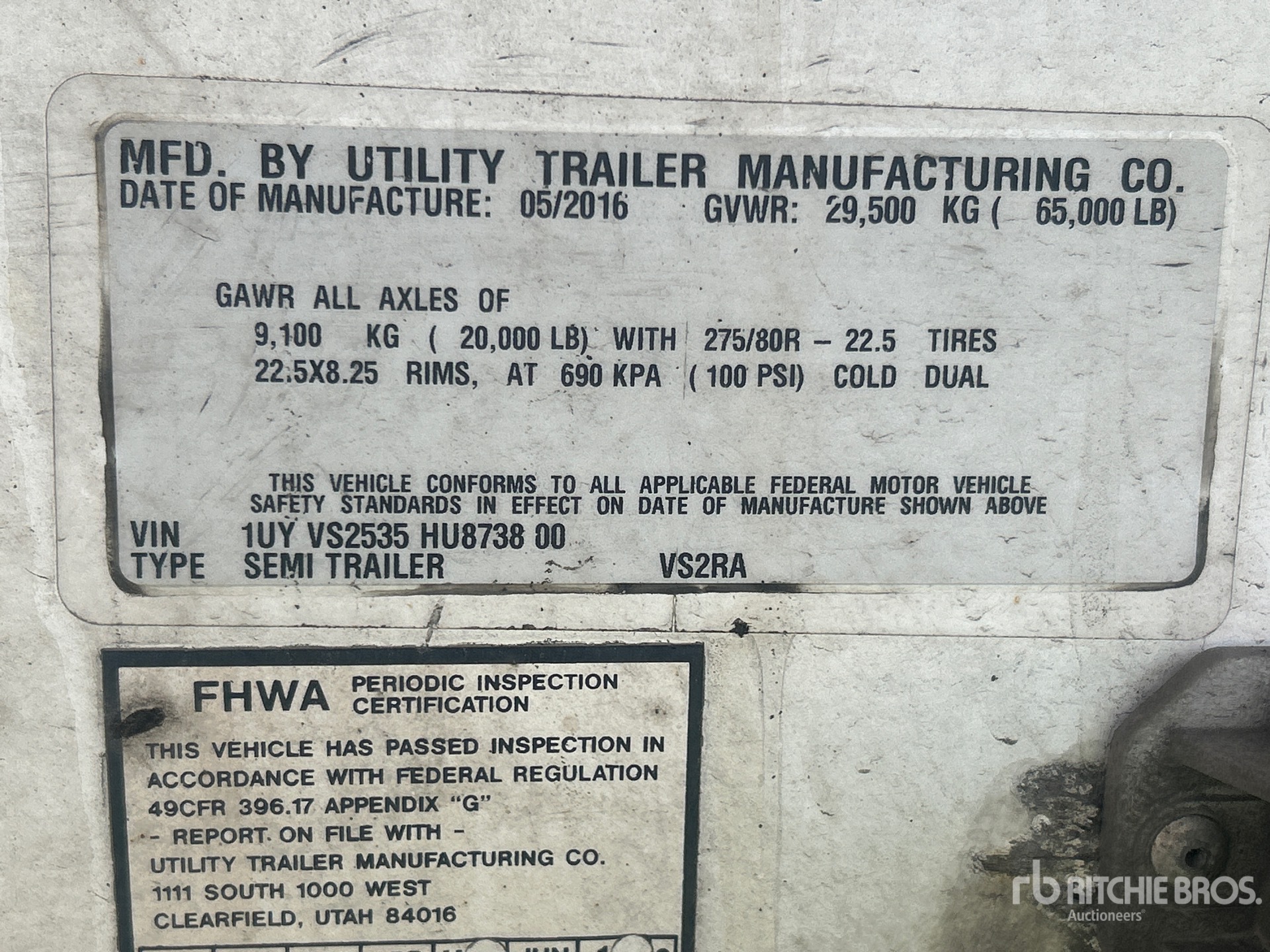General Appearance with Serial Number / VIN