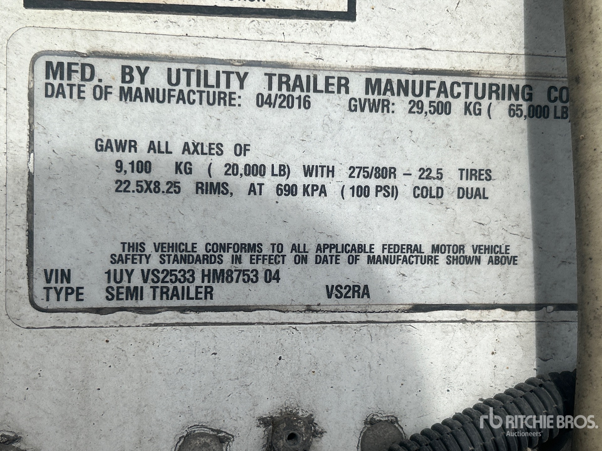 General Appearance with Serial Number / VIN