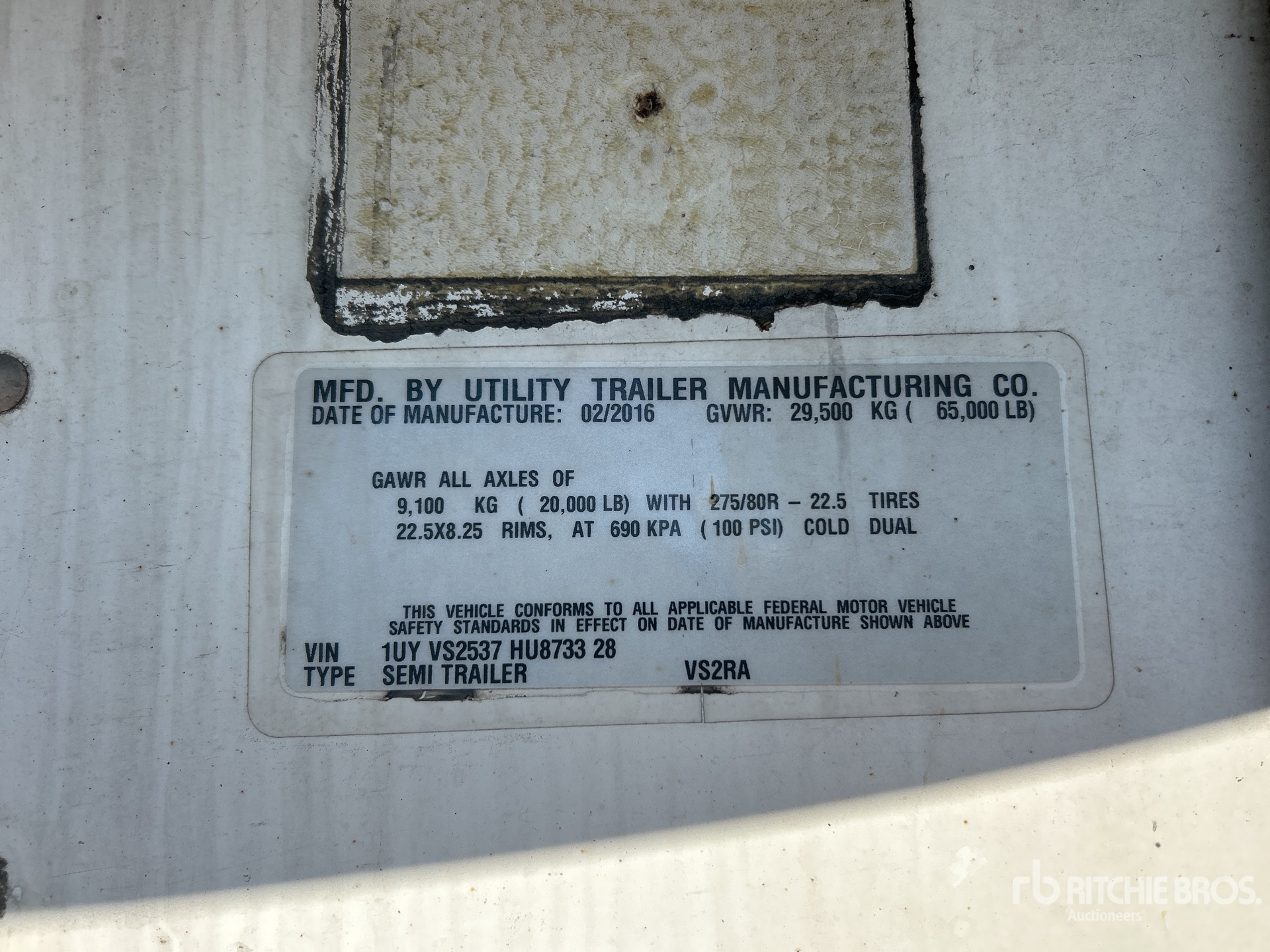 General Appearance with Serial Number / VIN