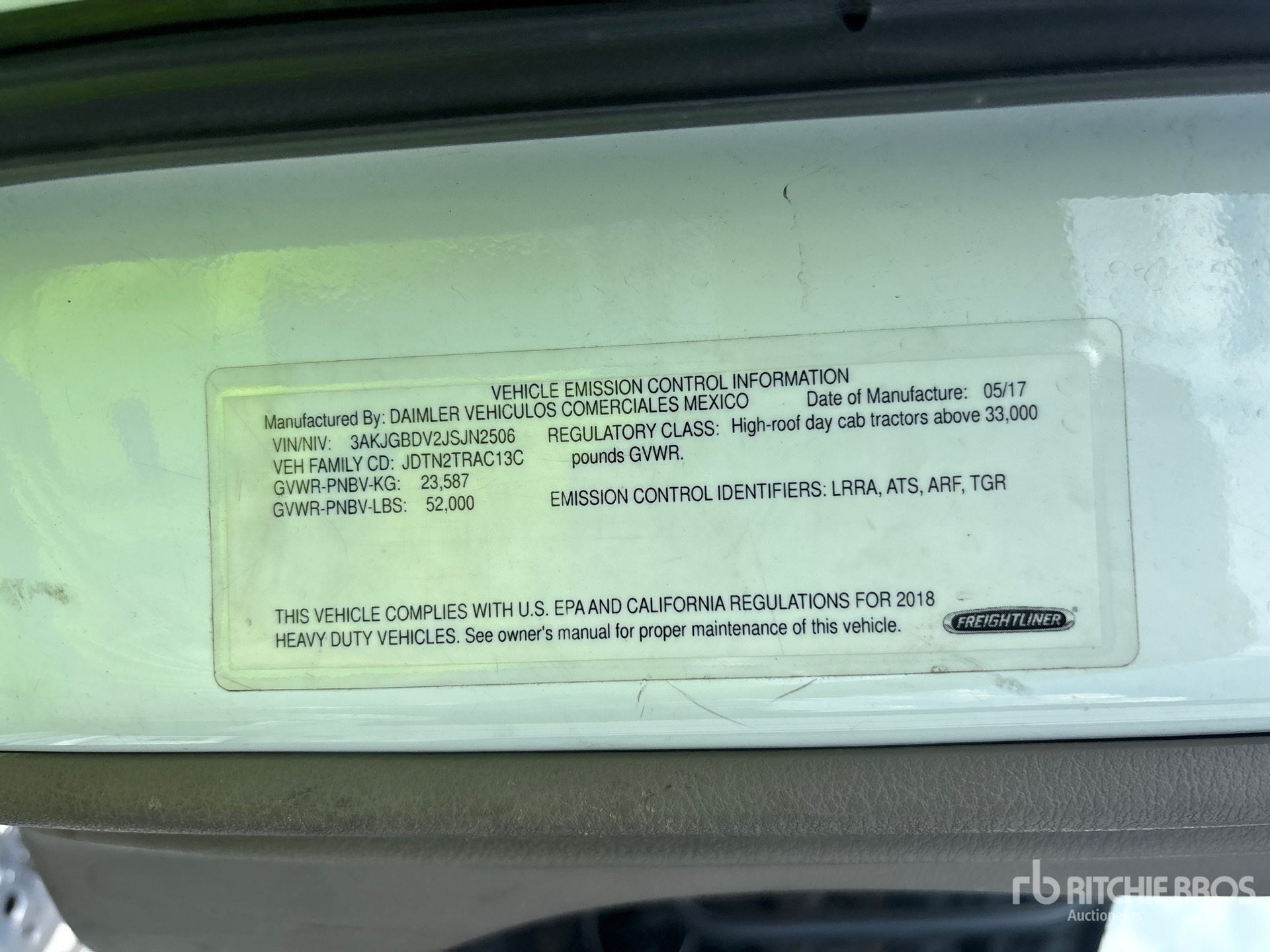 General Appearance with Serial Number / VIN
