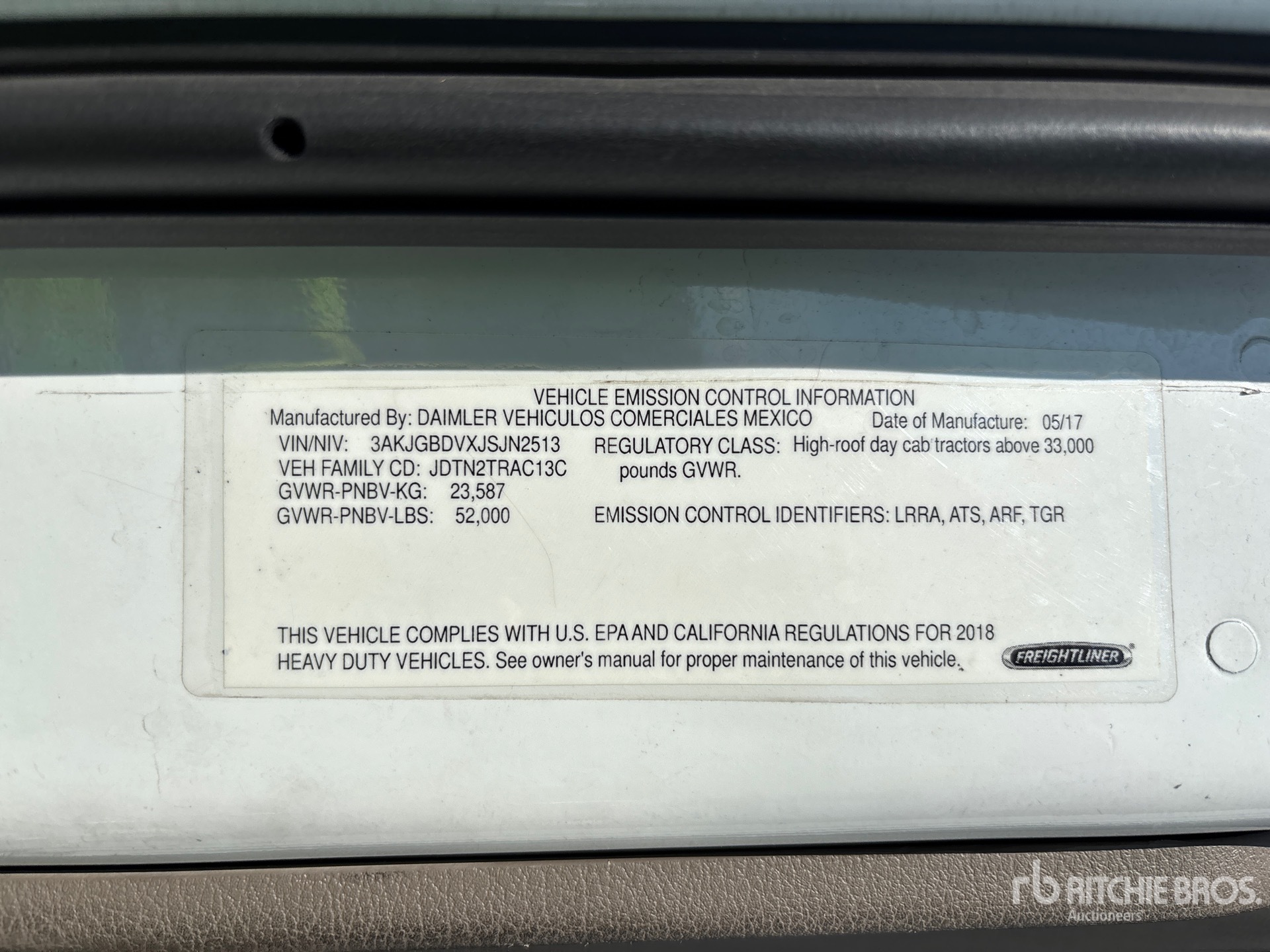 General Appearance with Serial Number / VIN