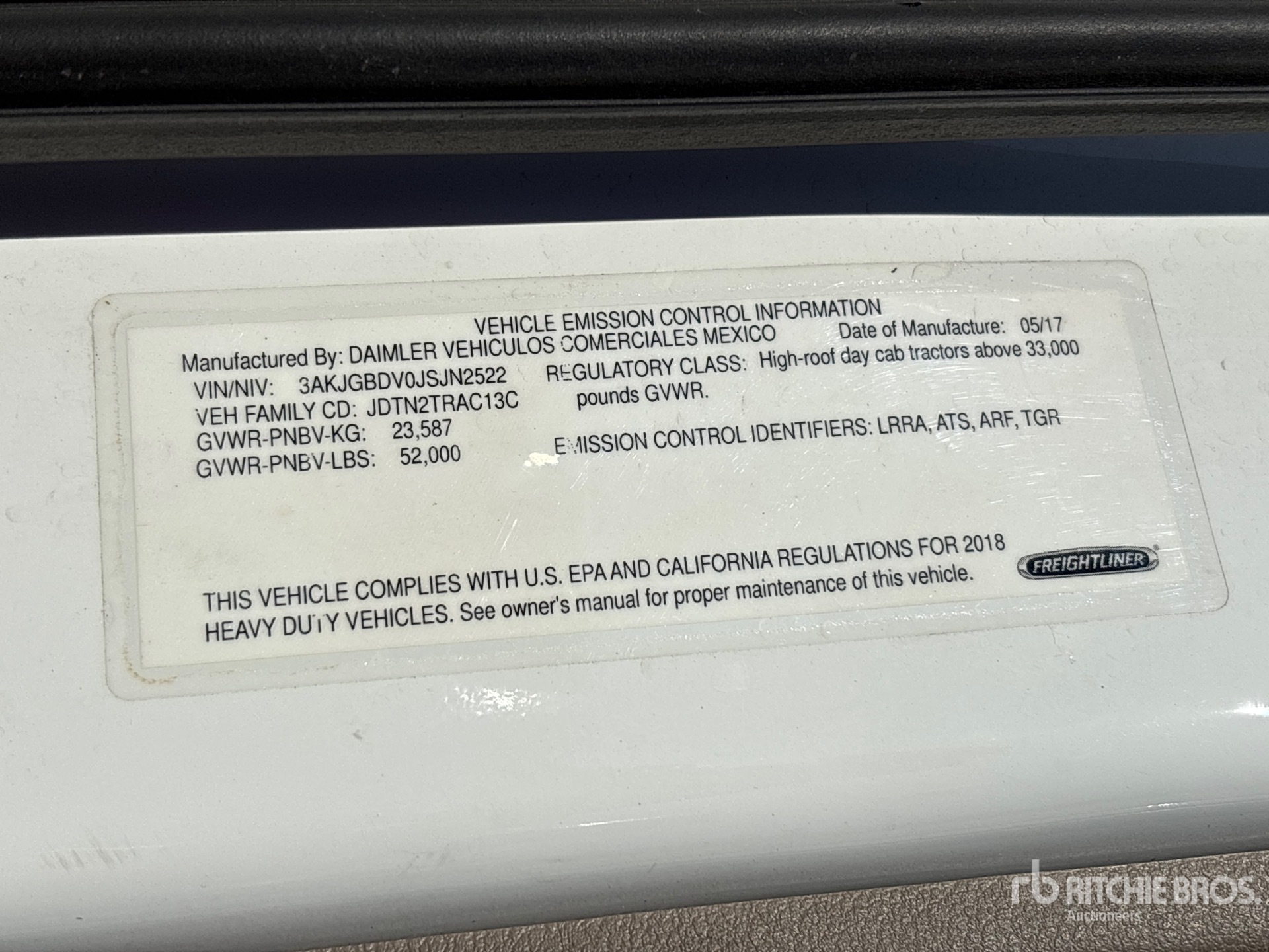 General Appearance with Serial Number / VIN
