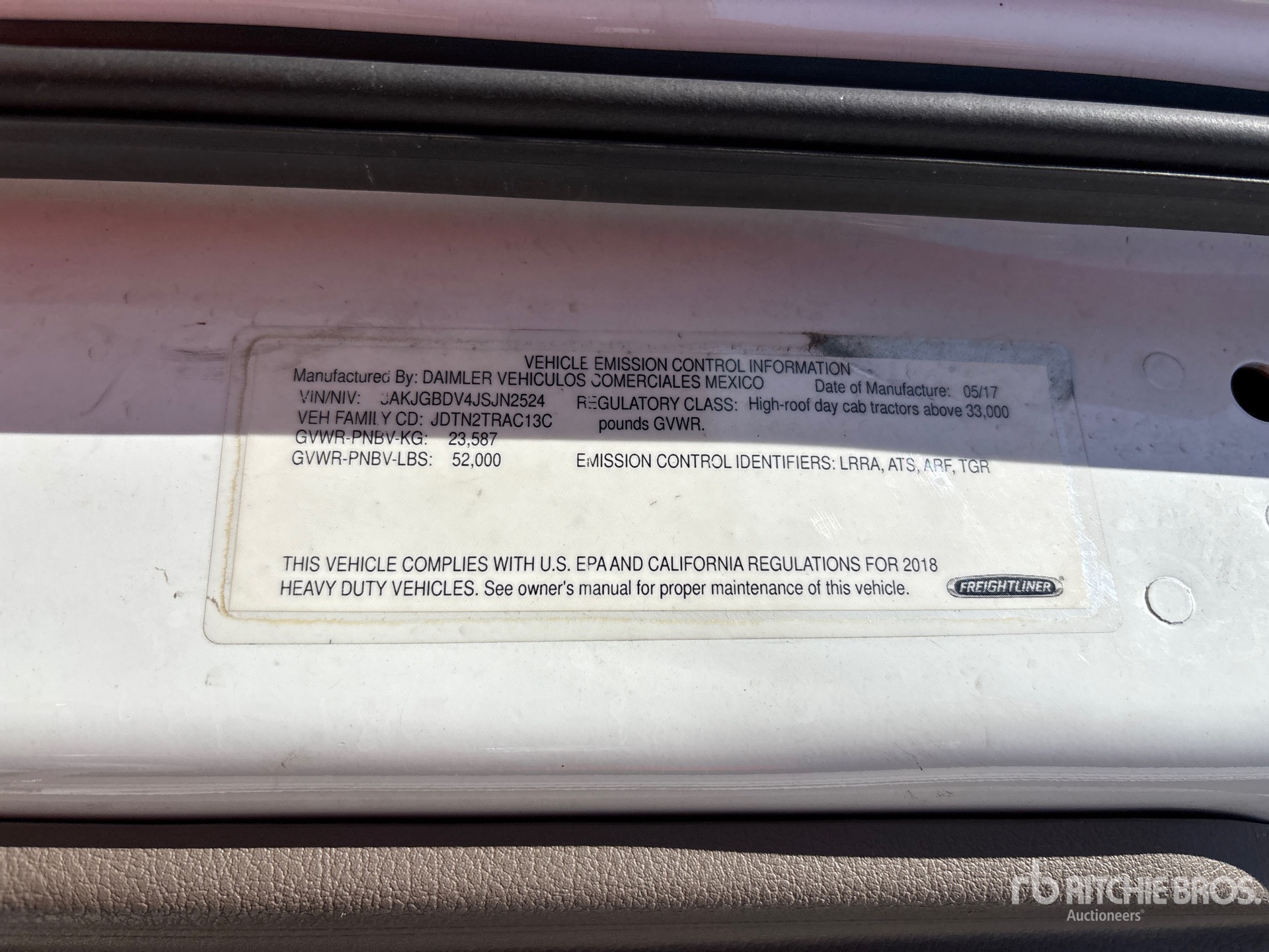 General Appearance with Serial Number / VIN