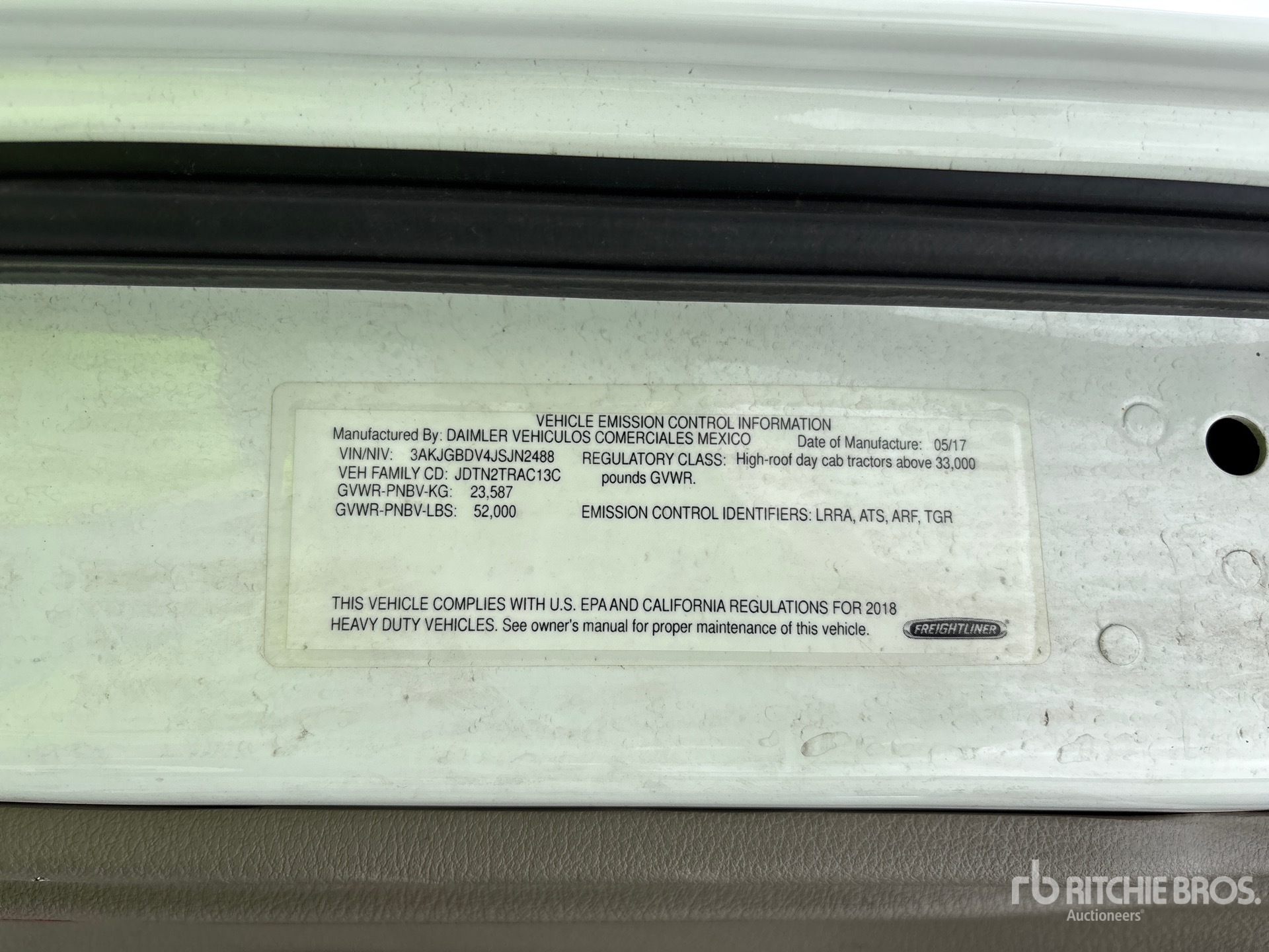 General Appearance with Serial Number / VIN