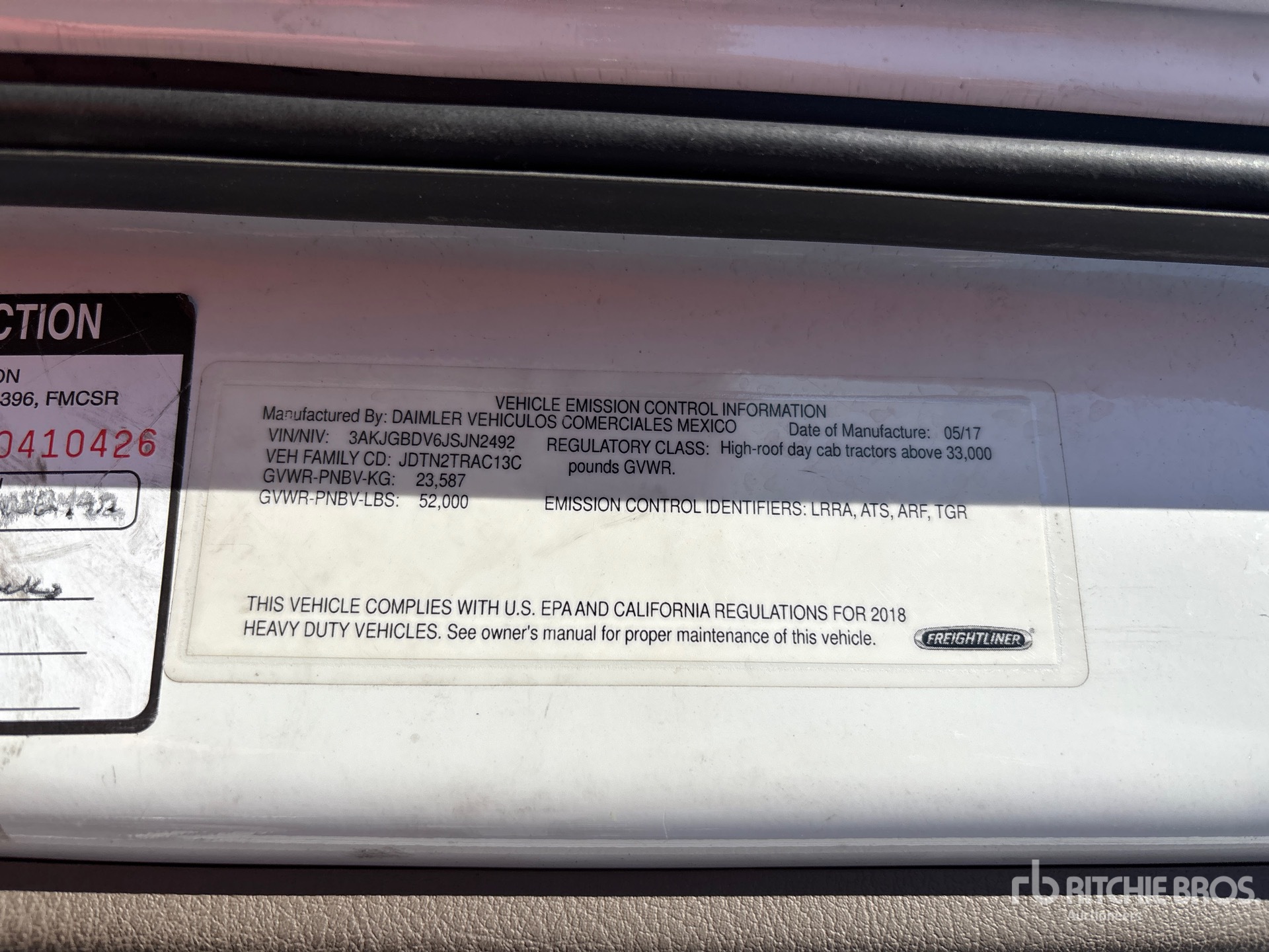 General Appearance with Serial Number / VIN