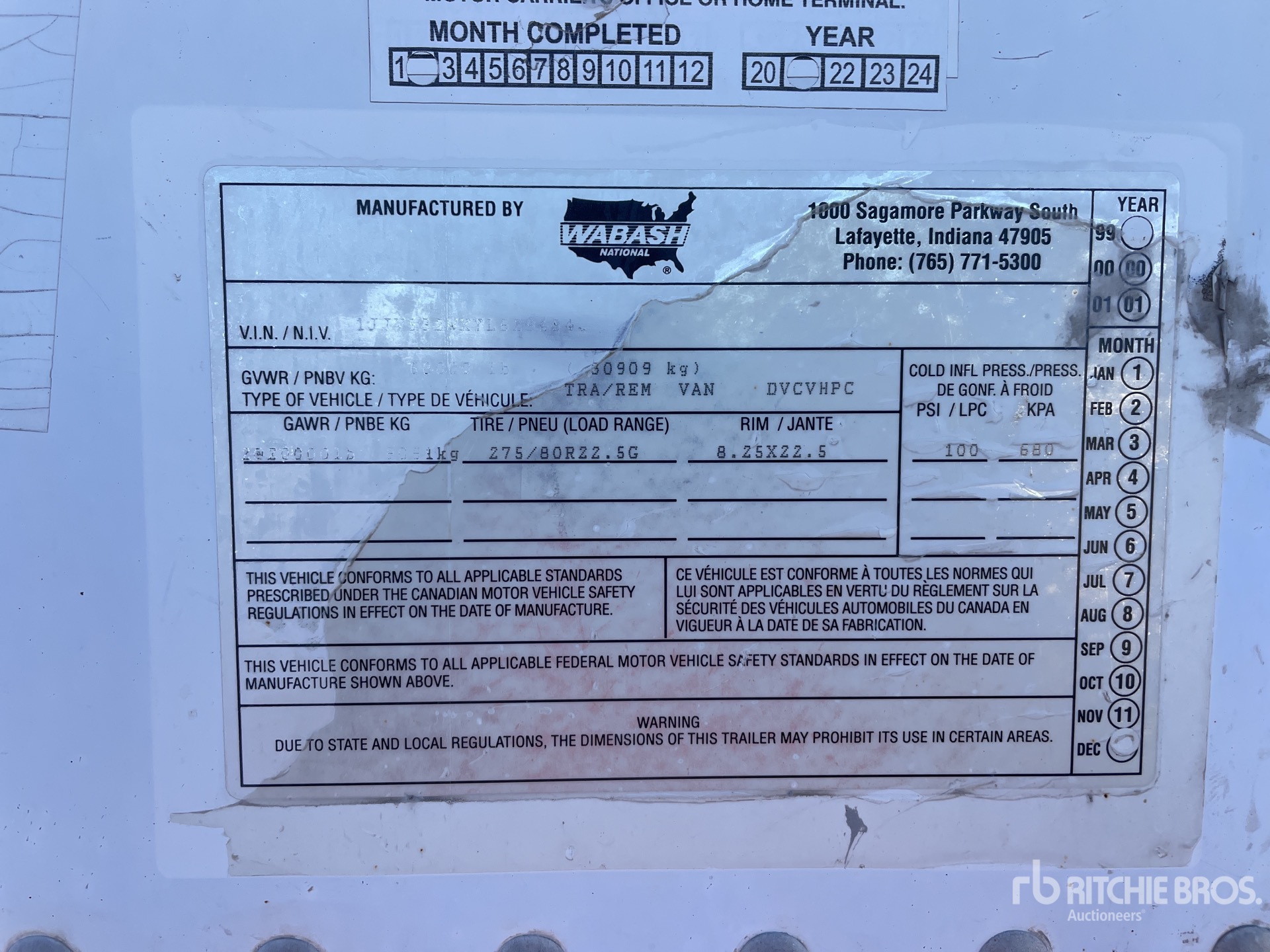 General Appearance with Serial Number / VIN