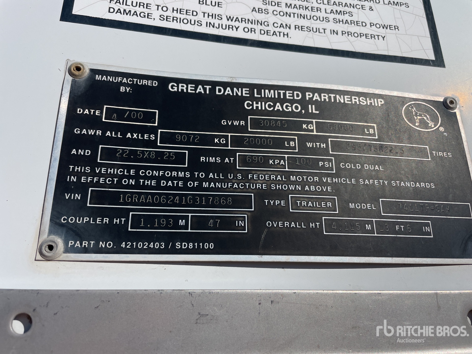 General Appearance with Serial Number / VIN