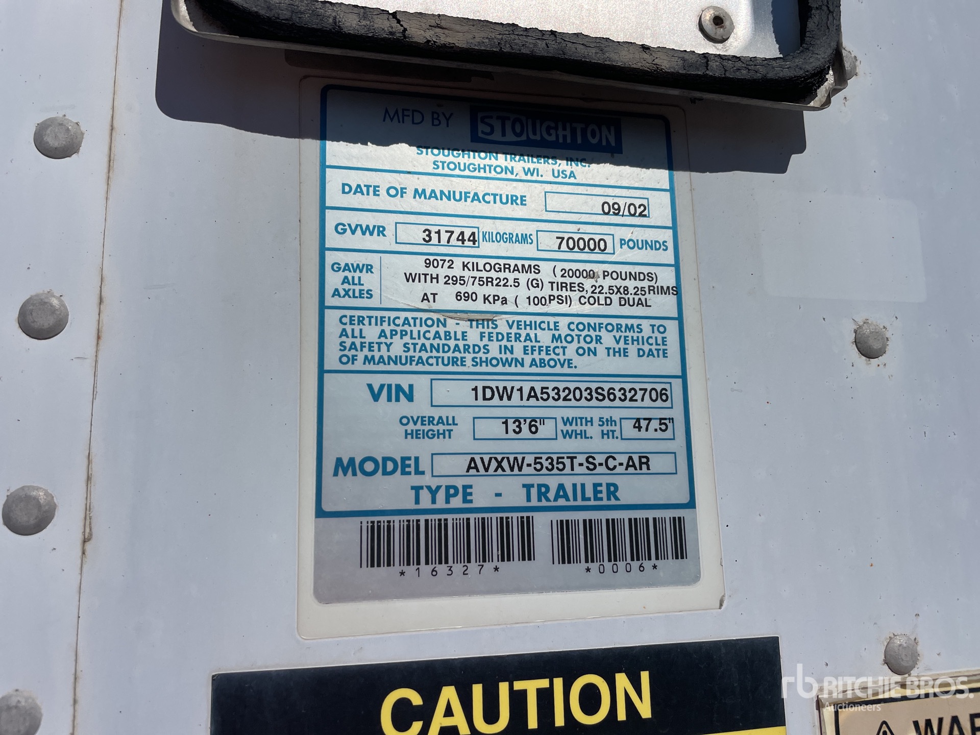 General Appearance with Serial Number / VIN