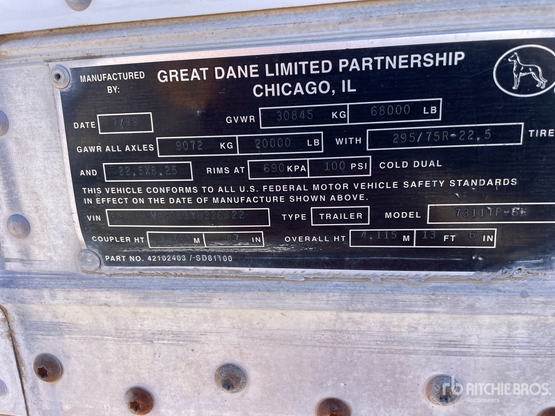 General Appearance with Serial Number / VIN