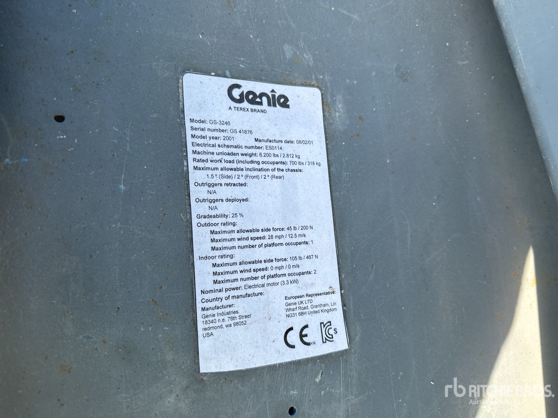 General Appearance with Serial Number / VIN