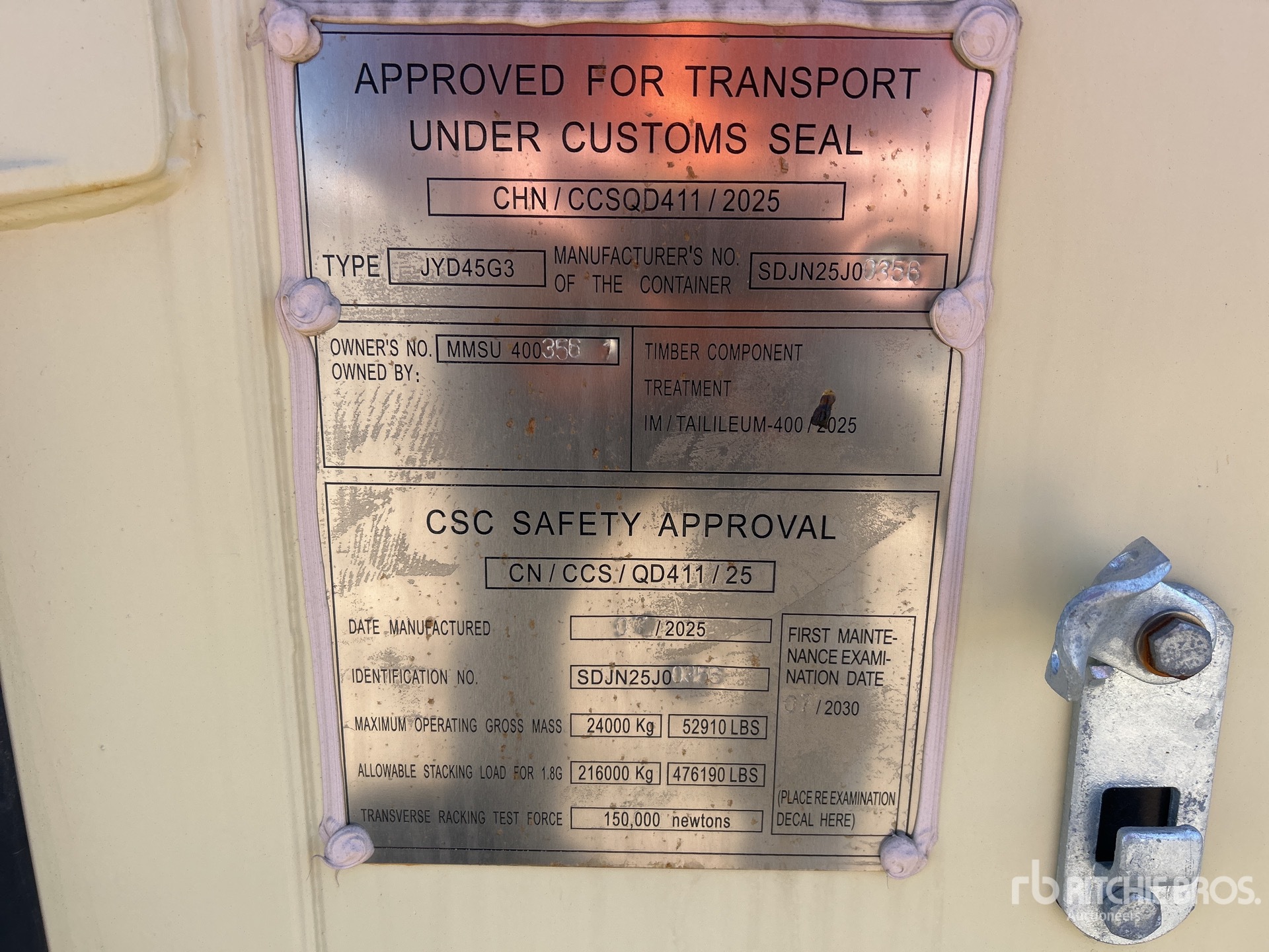 General Appearance with Serial Number / VIN