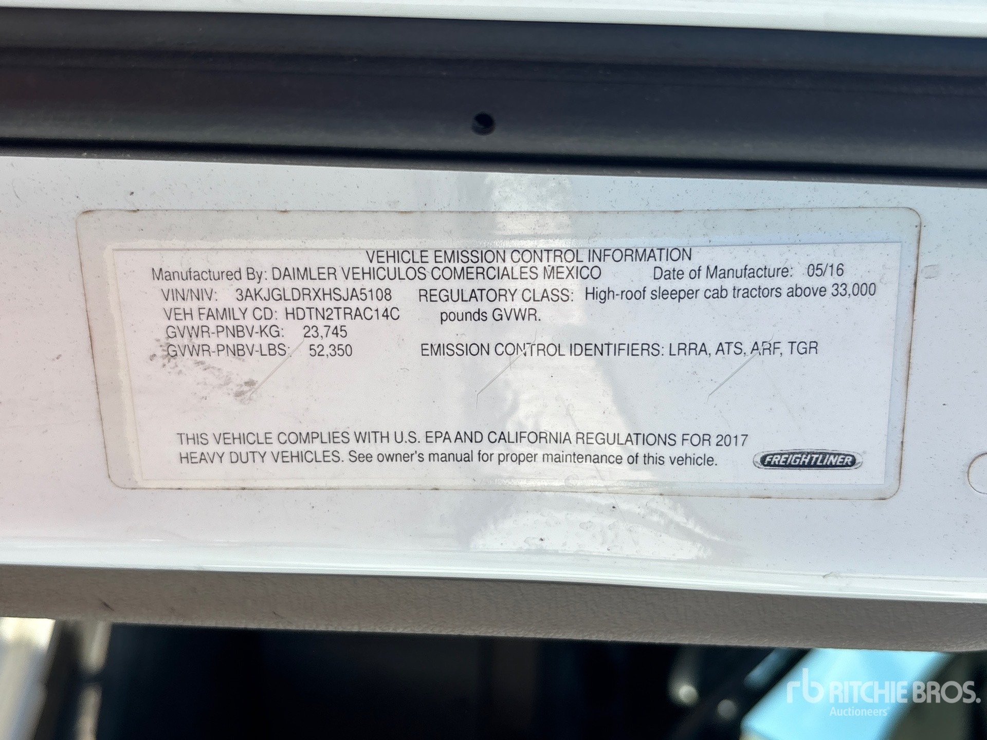 General Appearance with Serial Number / VIN