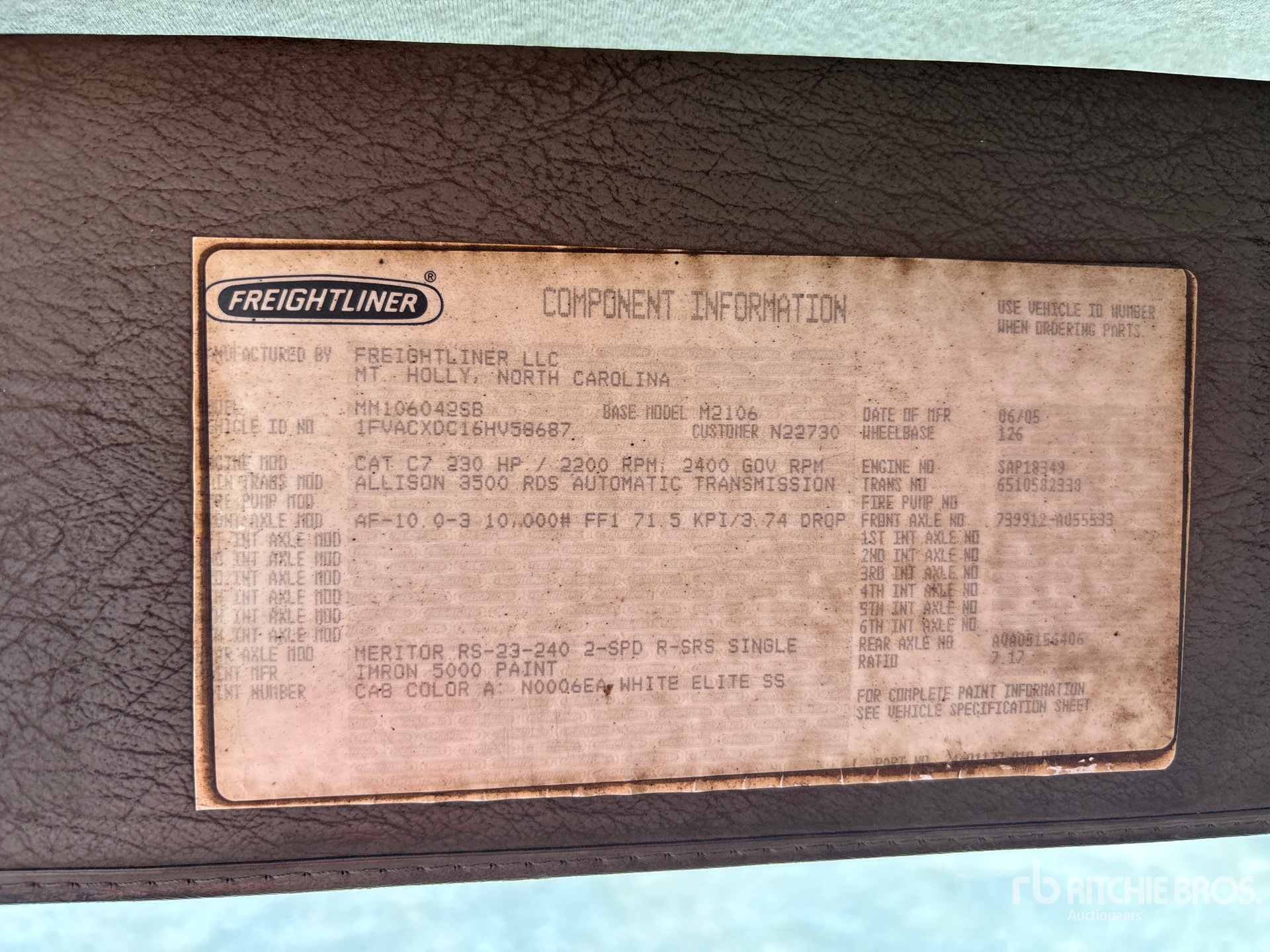 General Appearance with Serial Number / VIN