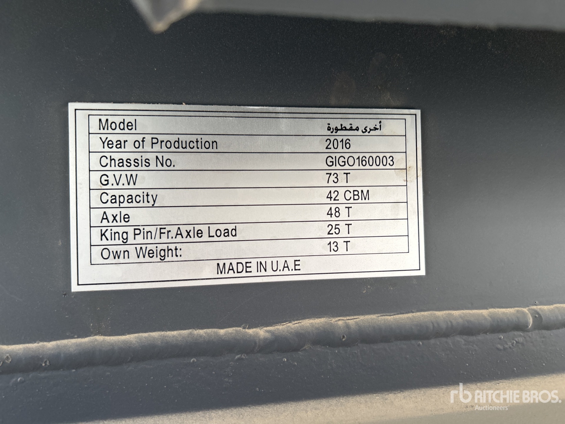 General Appearance with Serial Number / VIN