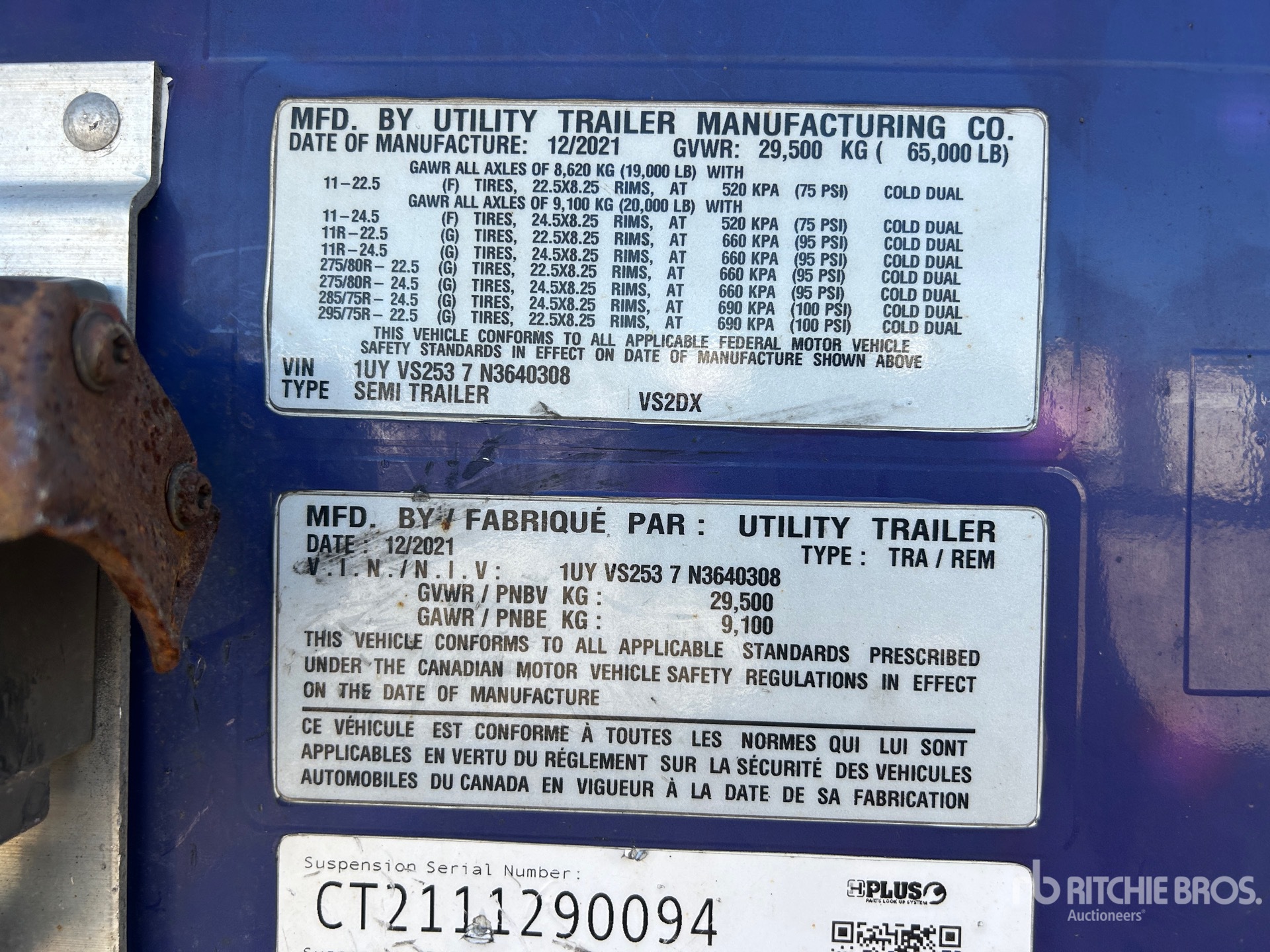 General Appearance with Serial Number / VIN