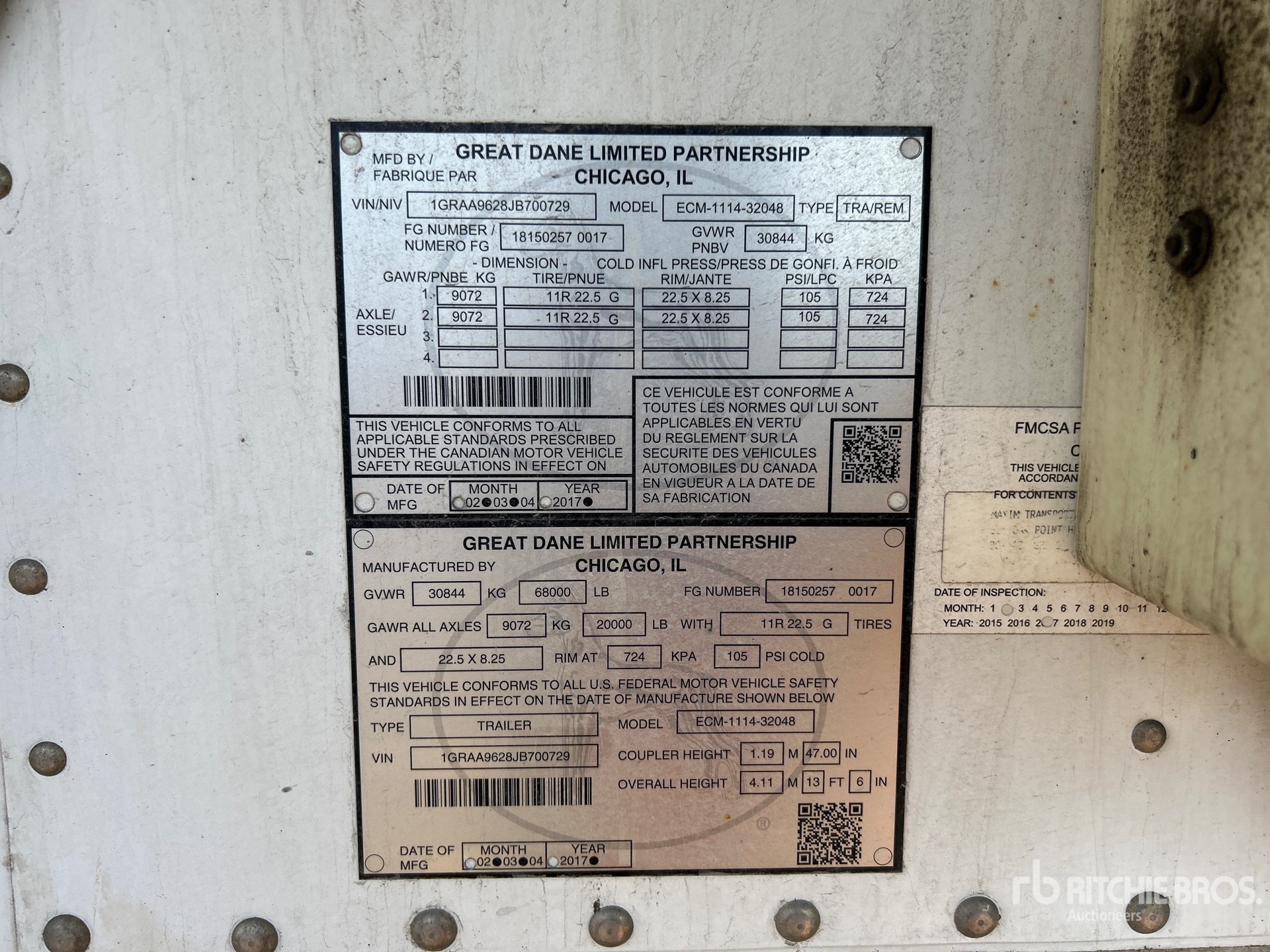 General Appearance with Serial Number / VIN