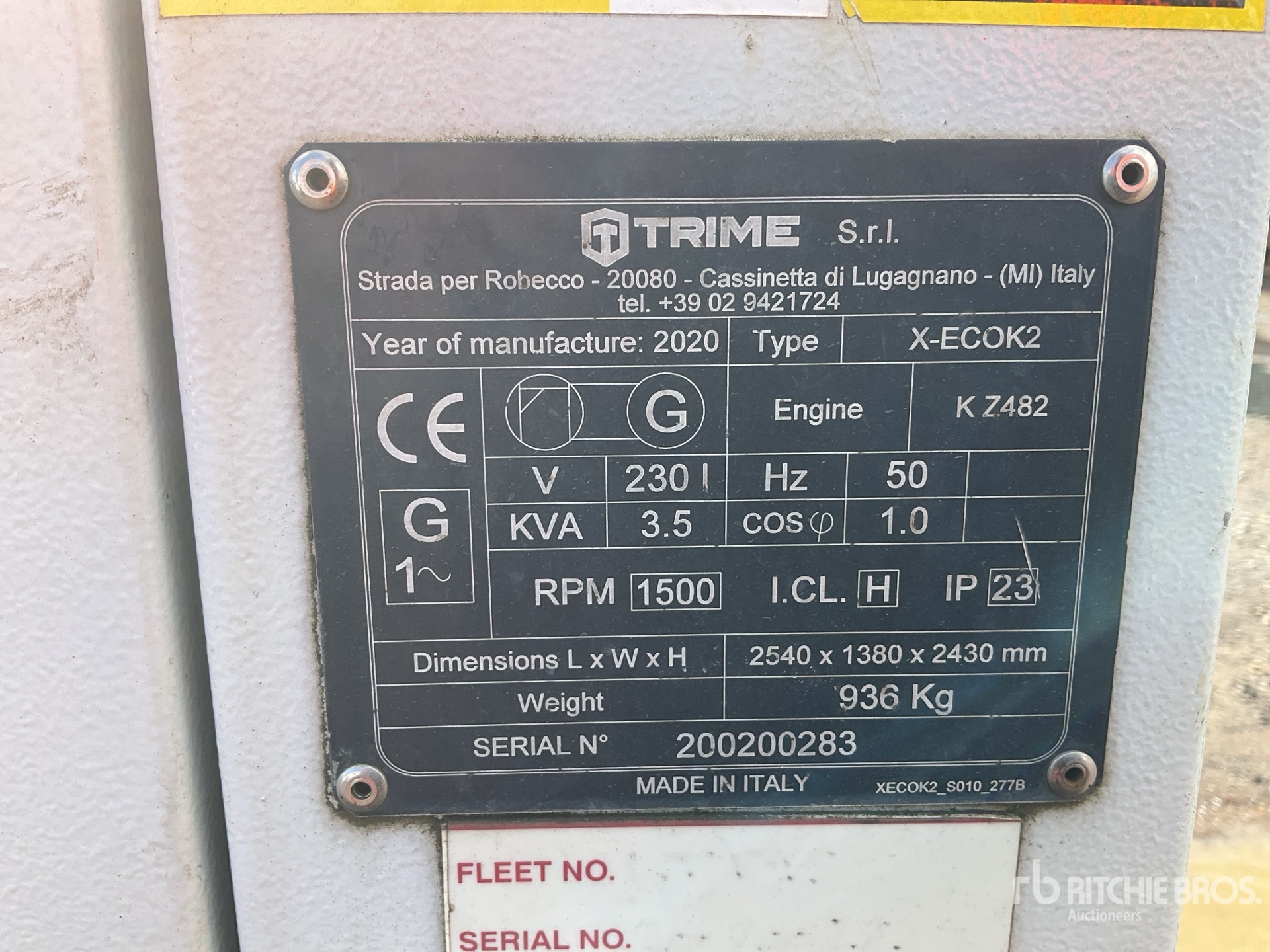 General Appearance with Serial Number / VIN
