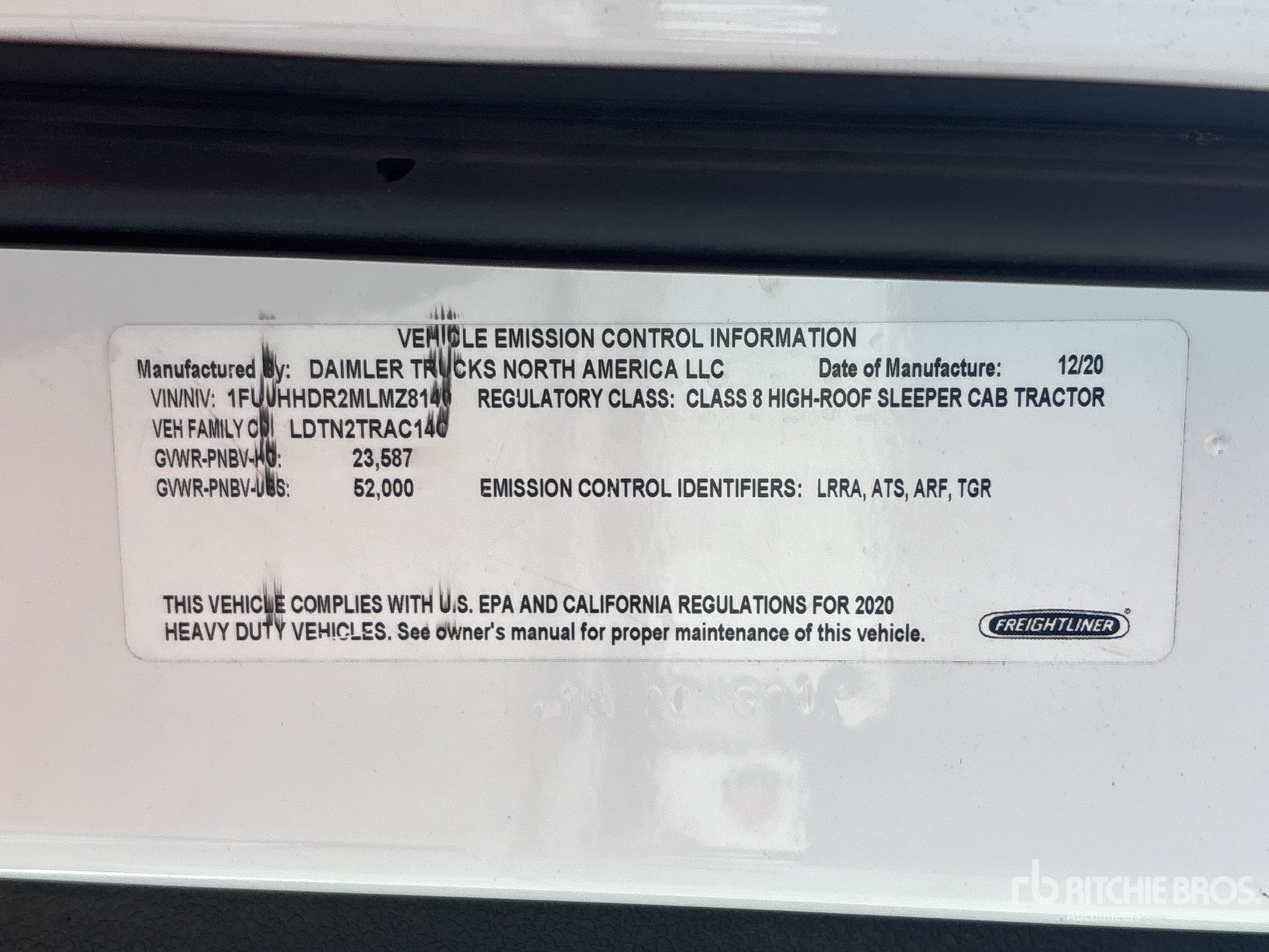 General Appearance with Serial Number / VIN