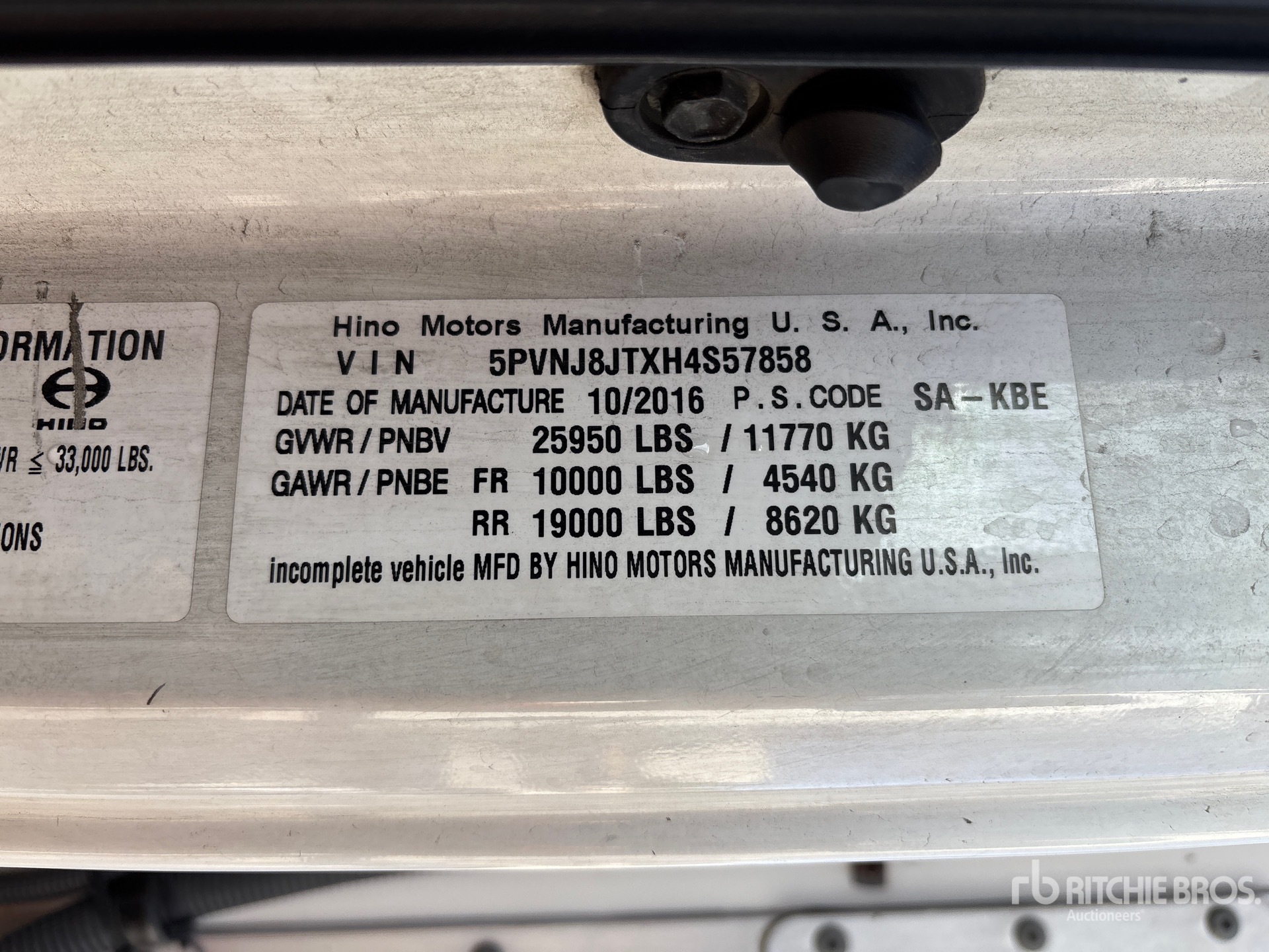 General Appearance with Serial Number / VIN