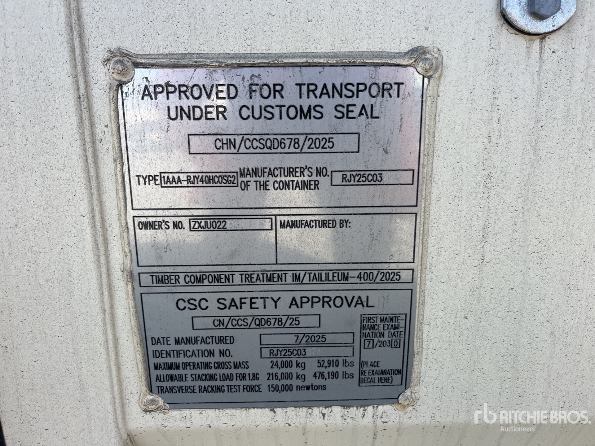 General Appearance with Serial Number / VIN