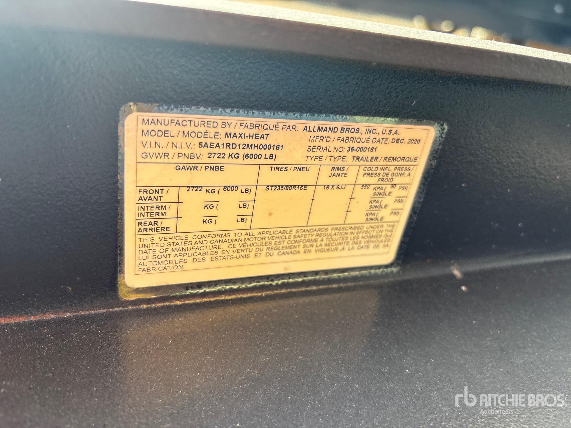 General Appearance with Serial Number / VIN