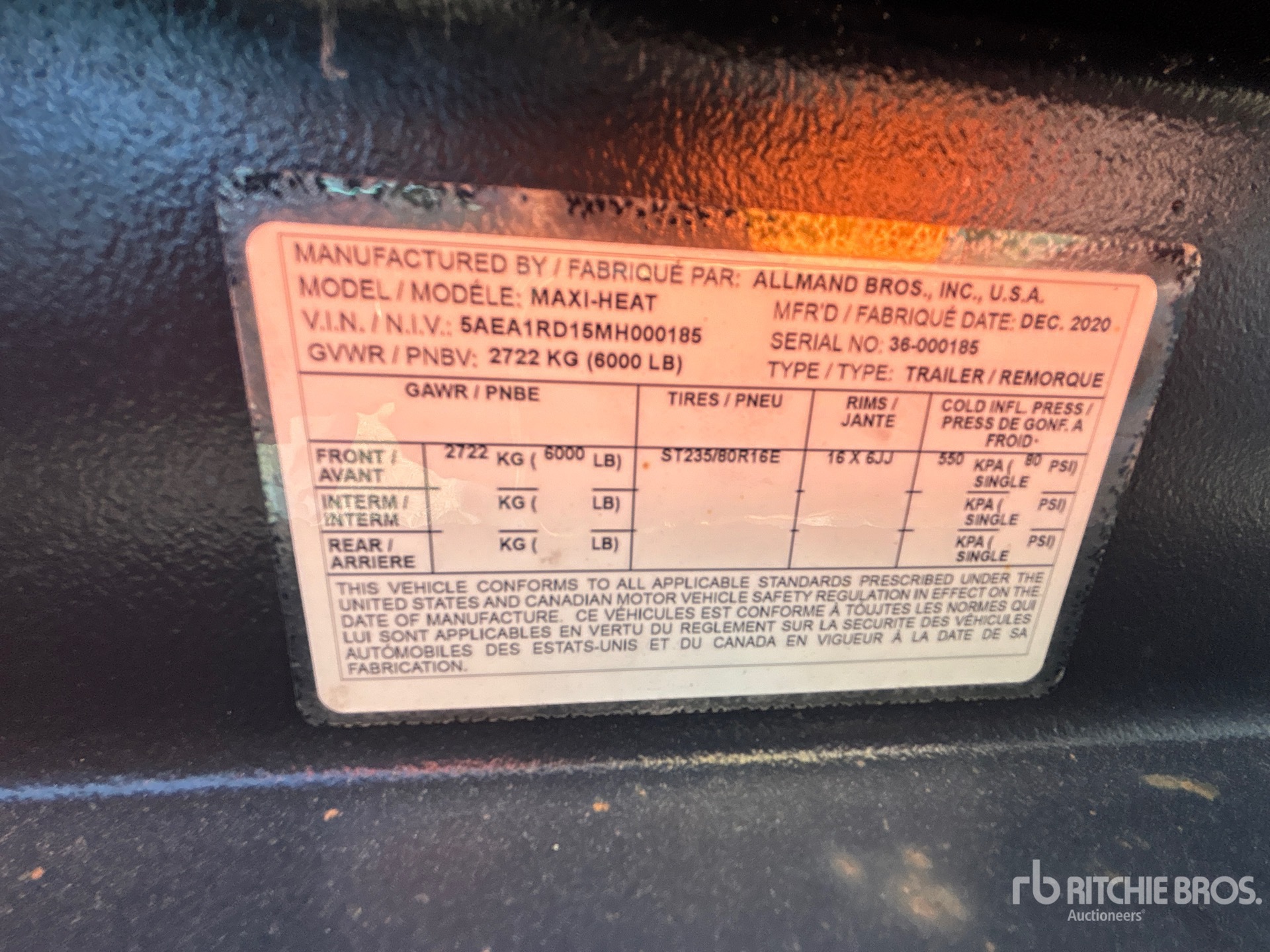 General Appearance with Serial Number / VIN