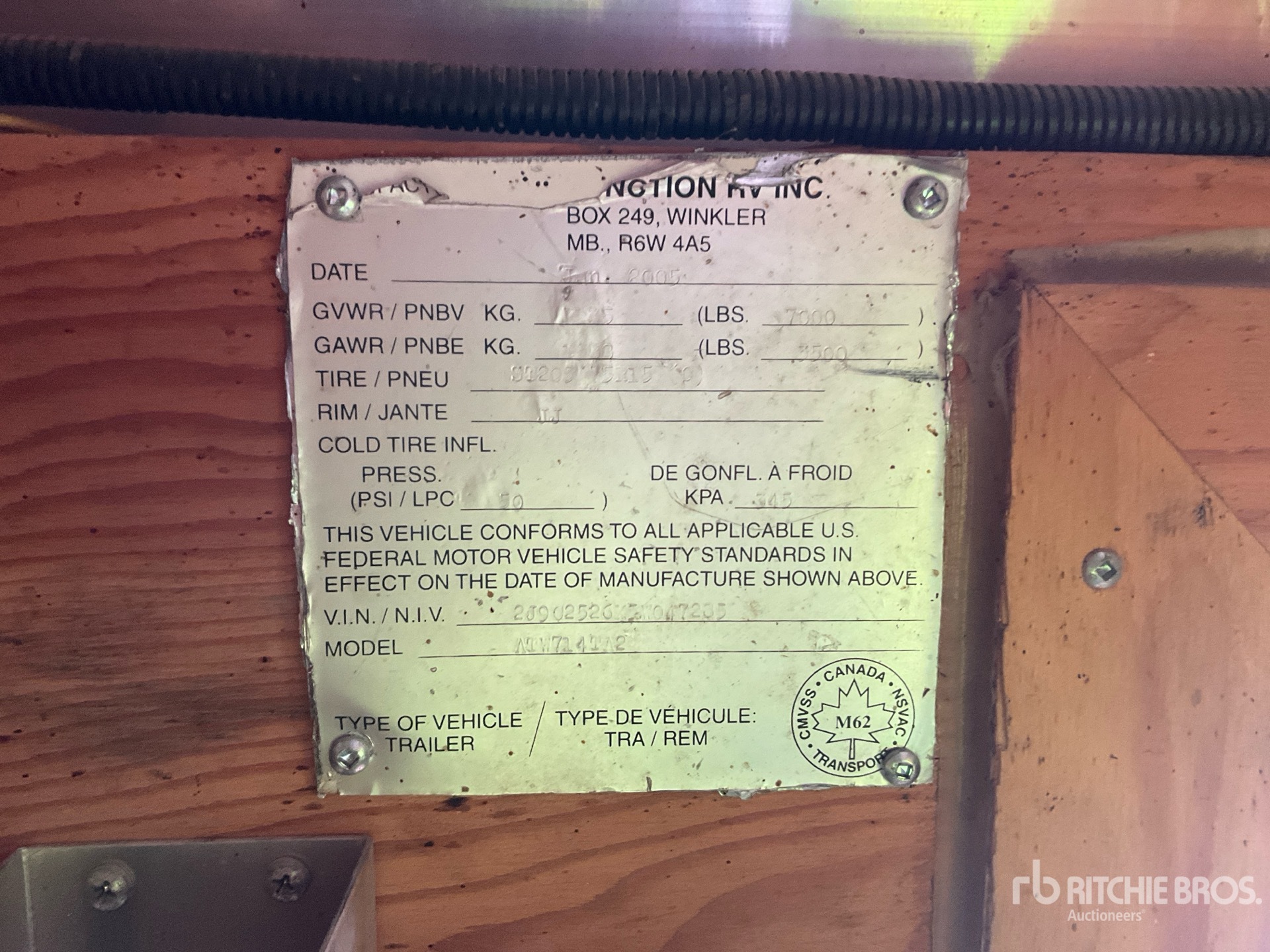 General Appearance with Serial Number / VIN