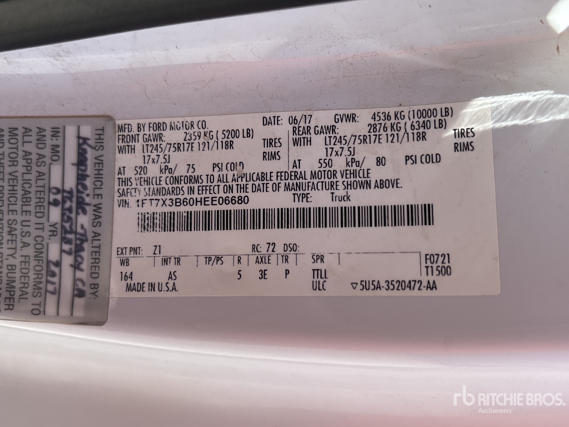 General Appearance with Serial Number / VIN