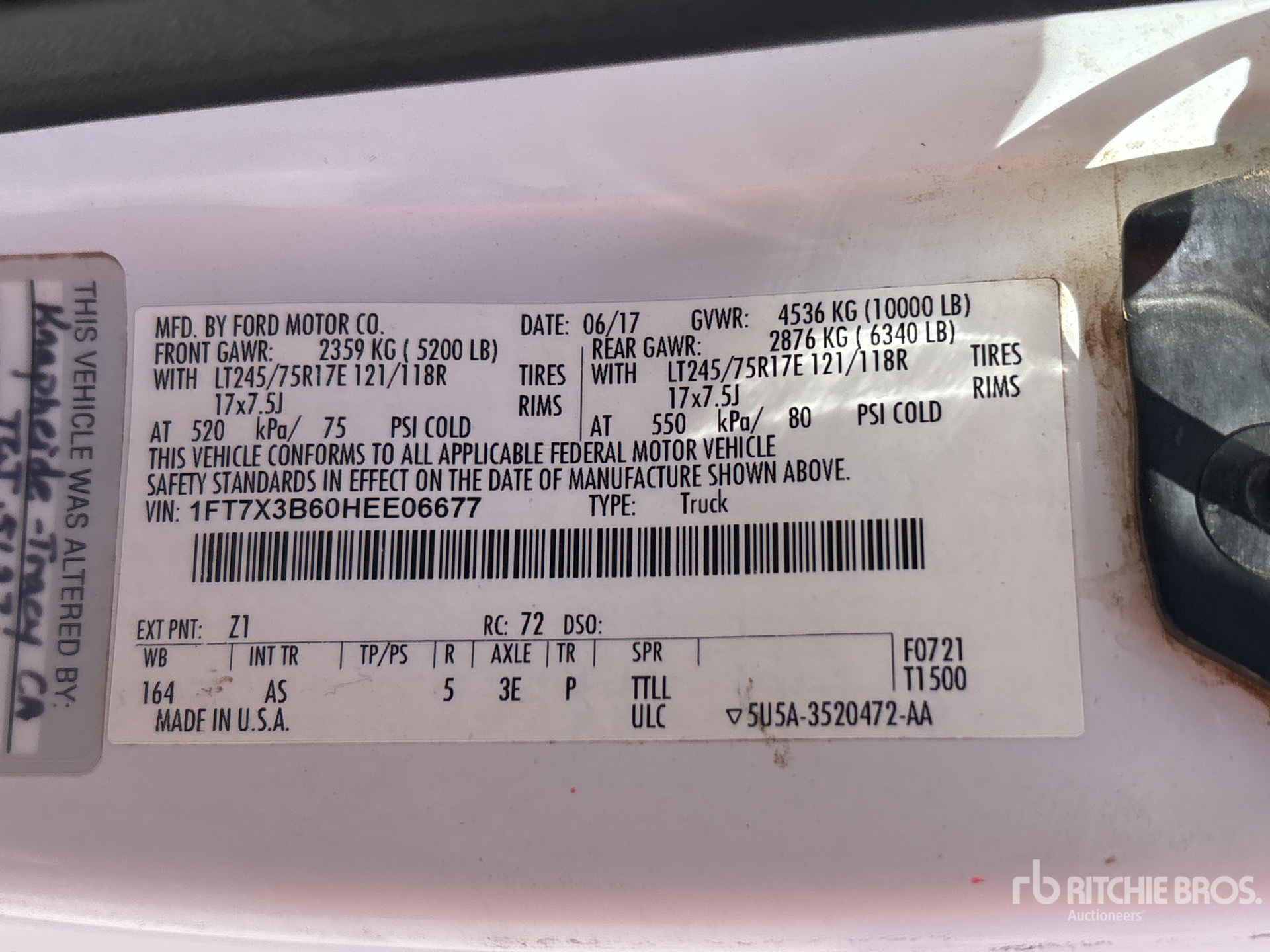 General Appearance with Serial Number / VIN