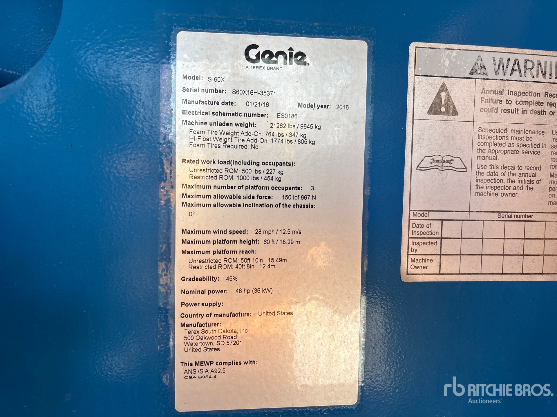 General Appearance with Serial Number / VIN