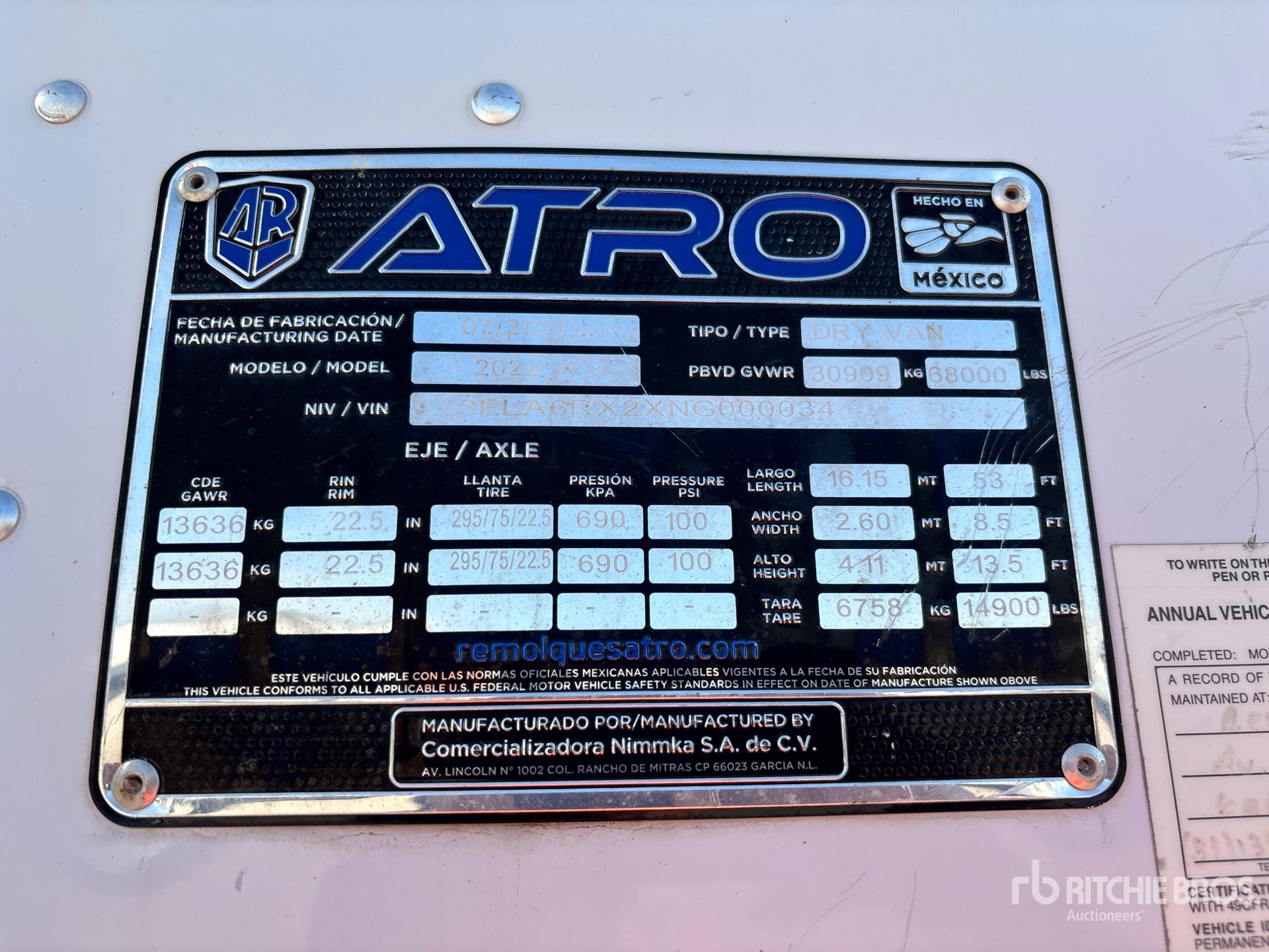 General Appearance with Serial Number / VIN