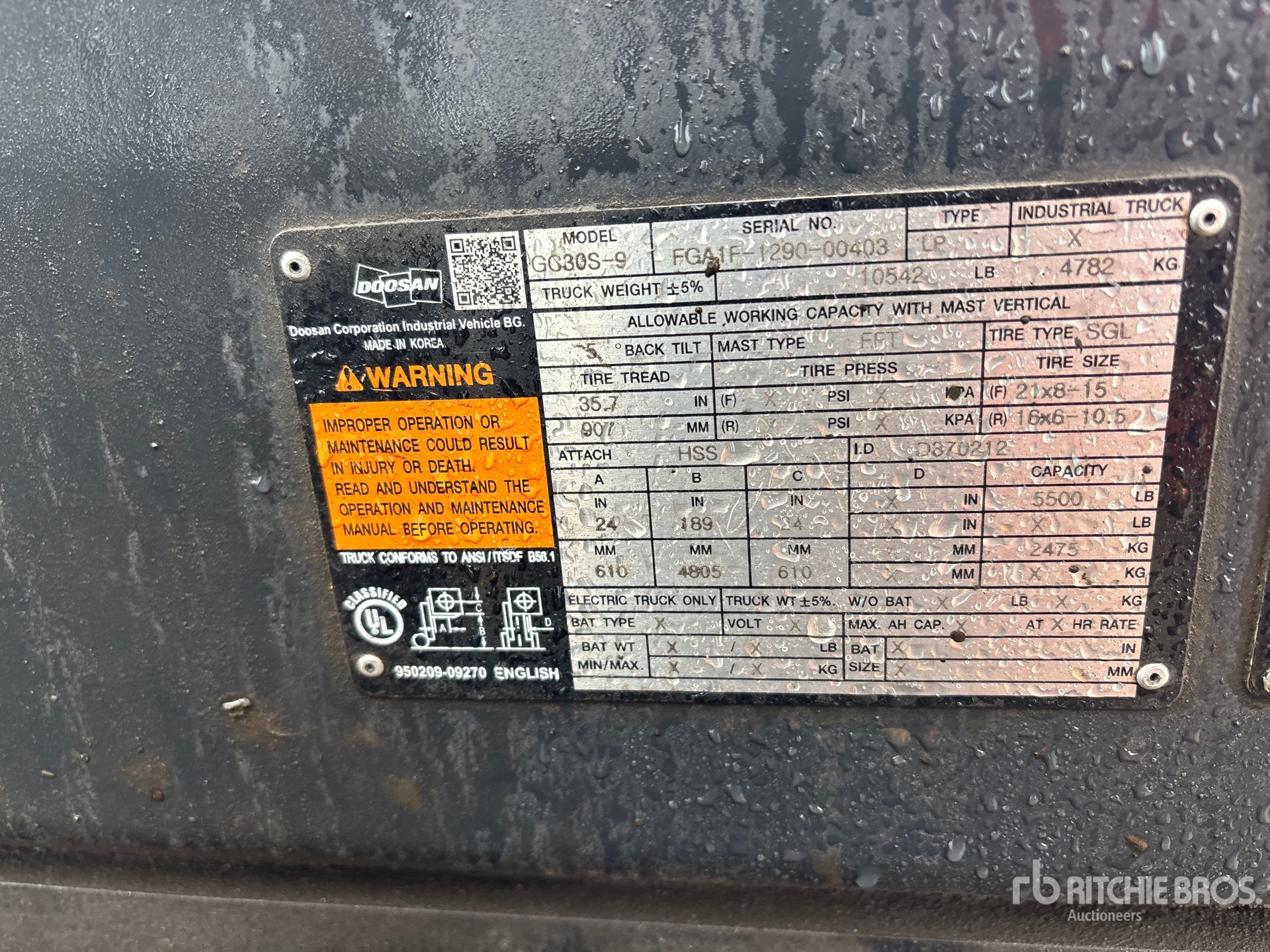 General Appearance with Serial Number / VIN