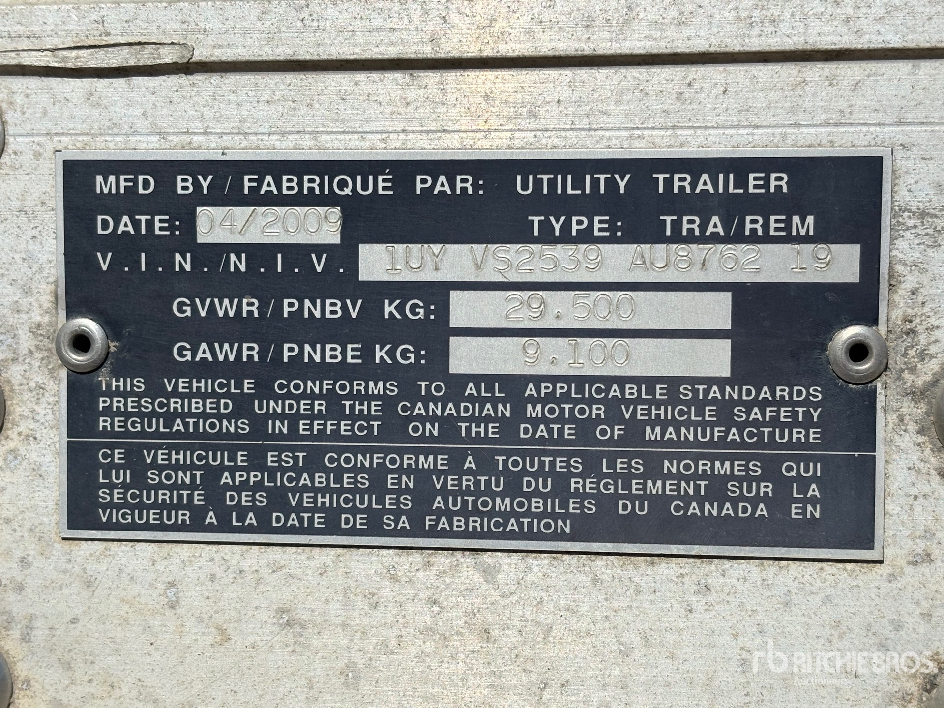 General Appearance with Serial Number / VIN