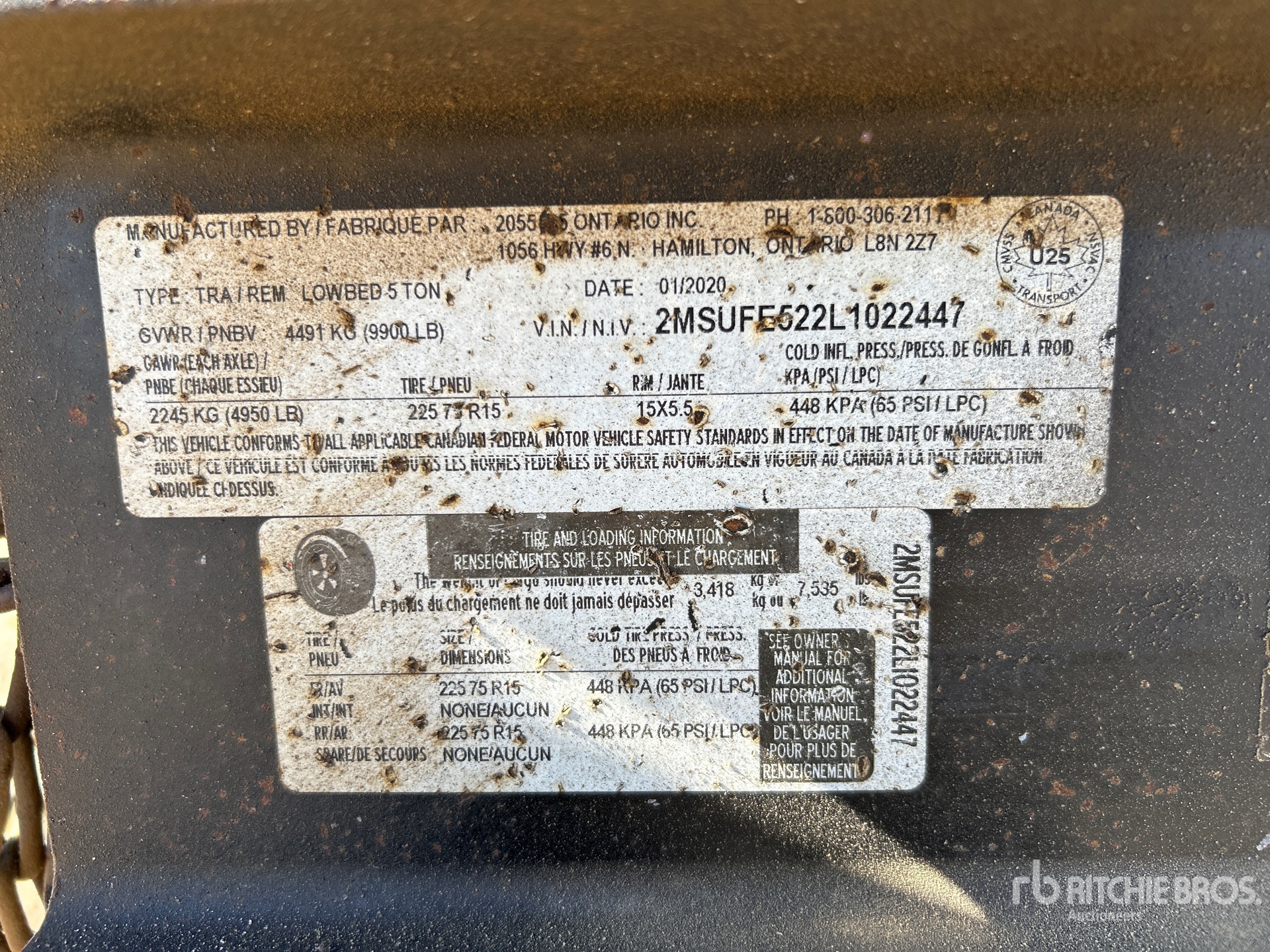 General Appearance with Serial Number / VIN