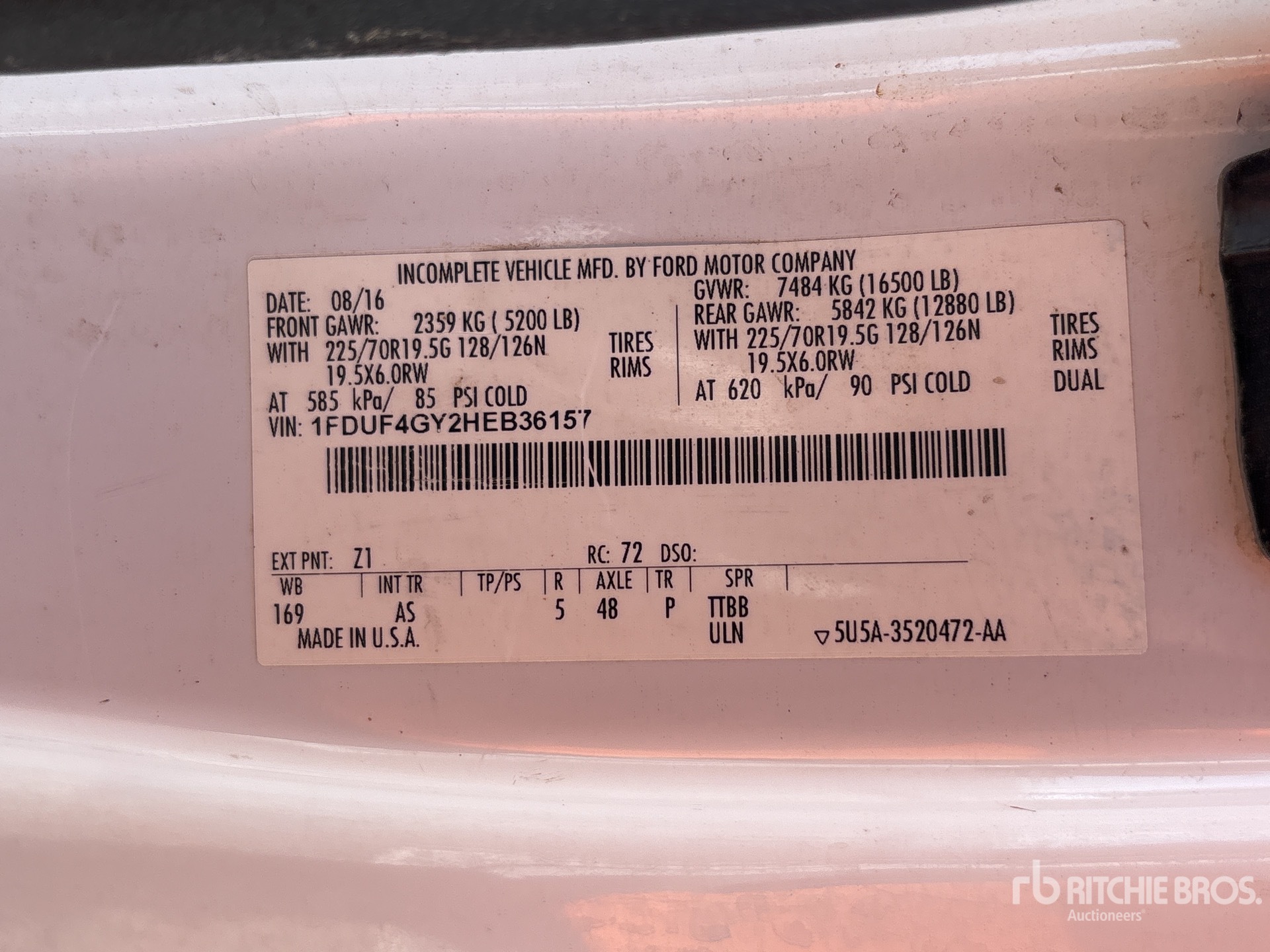 General Appearance with Serial Number / VIN