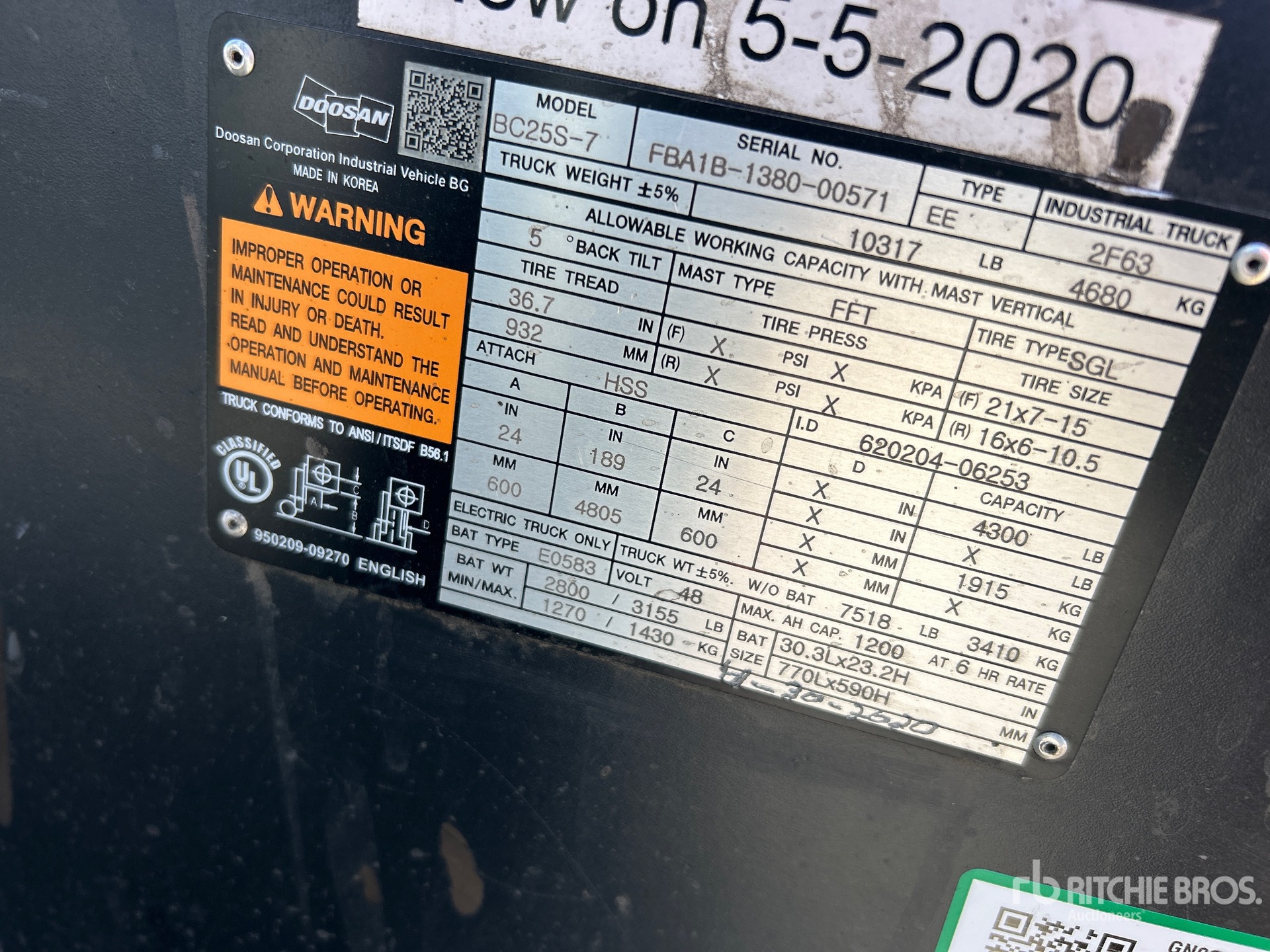 MONTACARGAS ELéCTRICO DOOSAN BC25S7