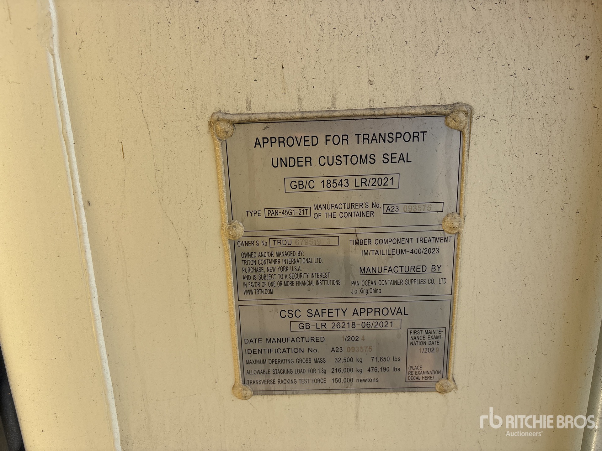 General Appearance with Serial Number / VIN