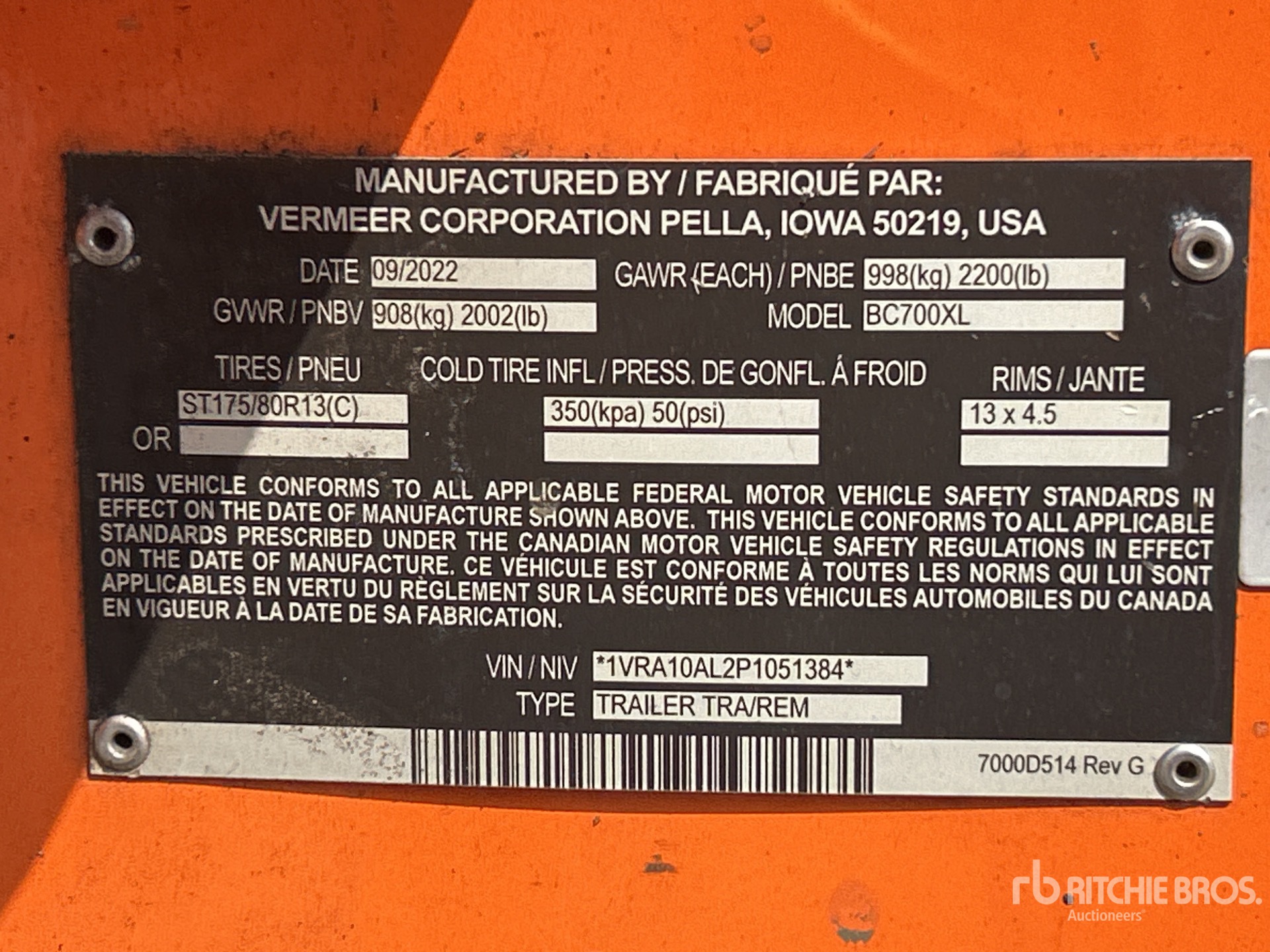 General Appearance with Serial Number / VIN