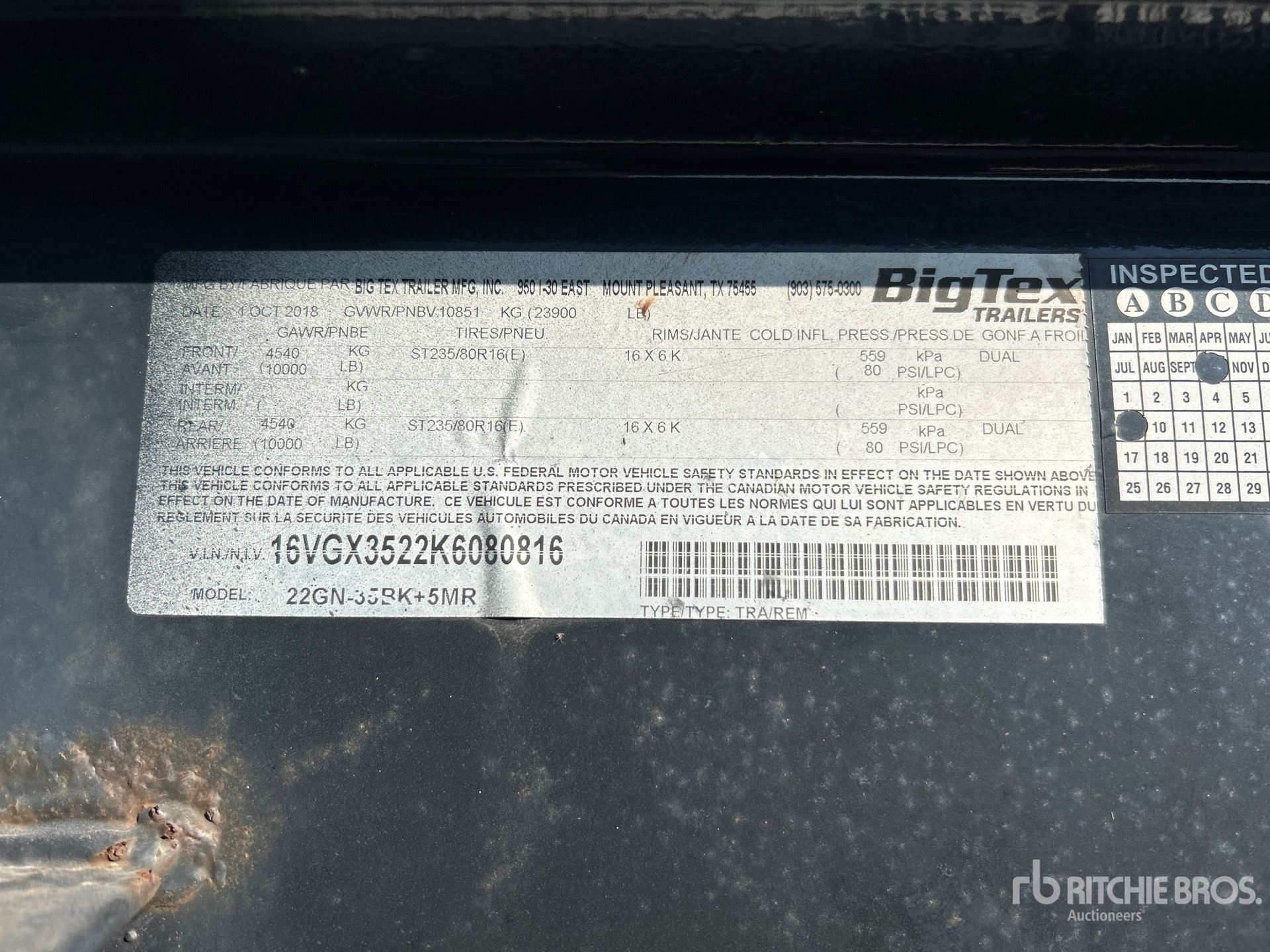 General Appearance with Serial Number / VIN