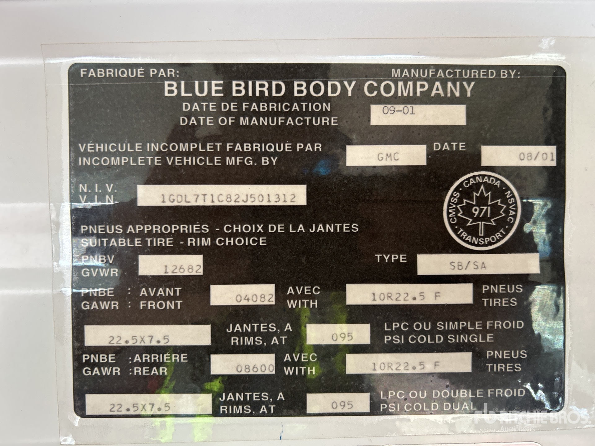 General Appearance with Serial Number / VIN