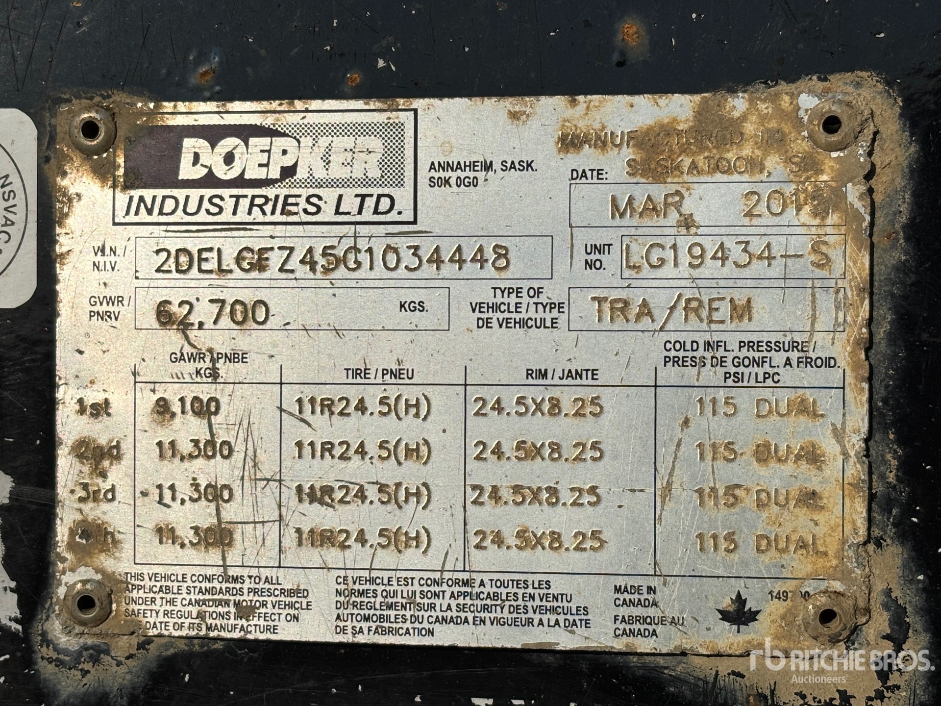 General Appearance with Serial Number / VIN