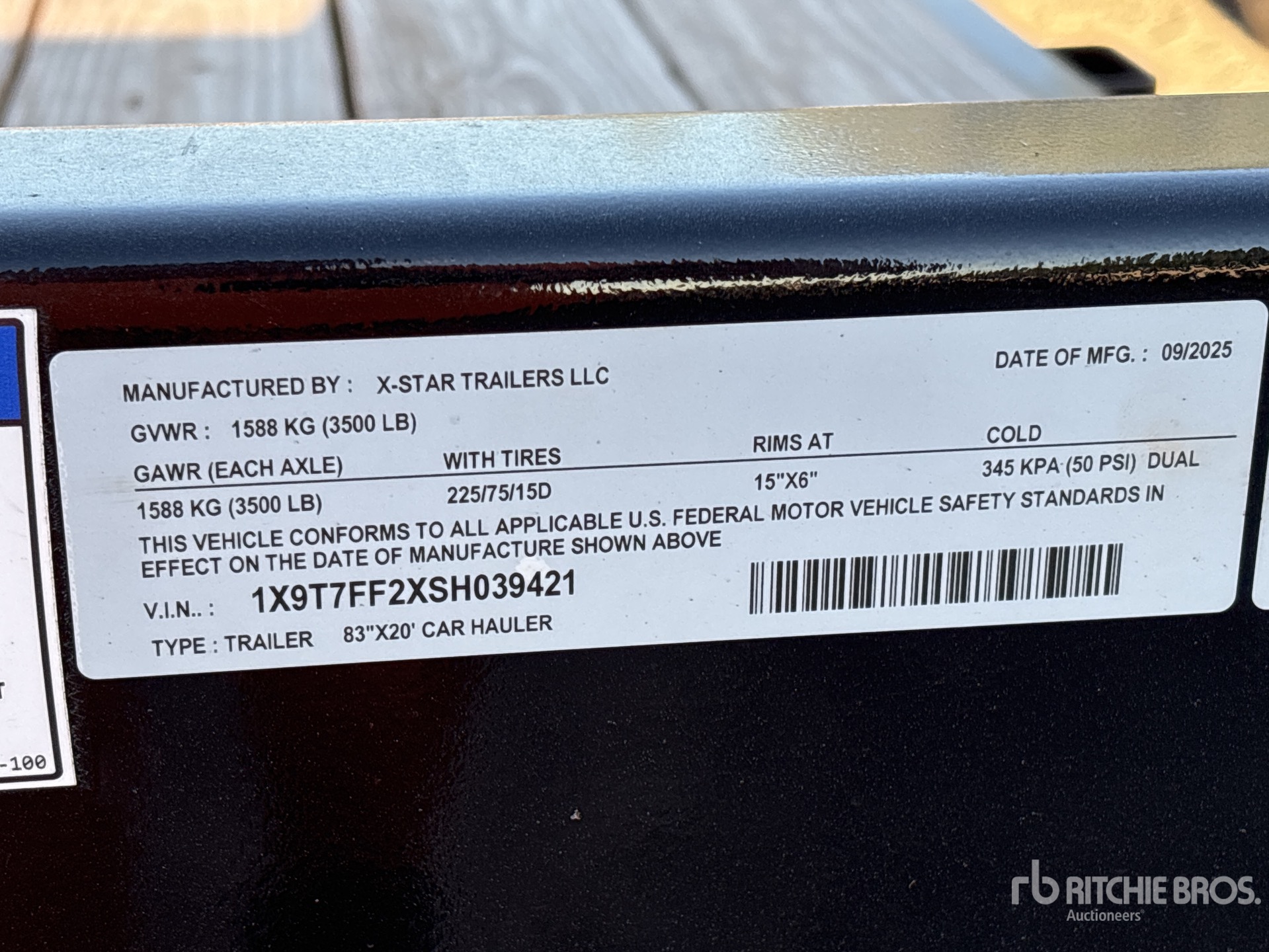 General Appearance with Serial Number / VIN
