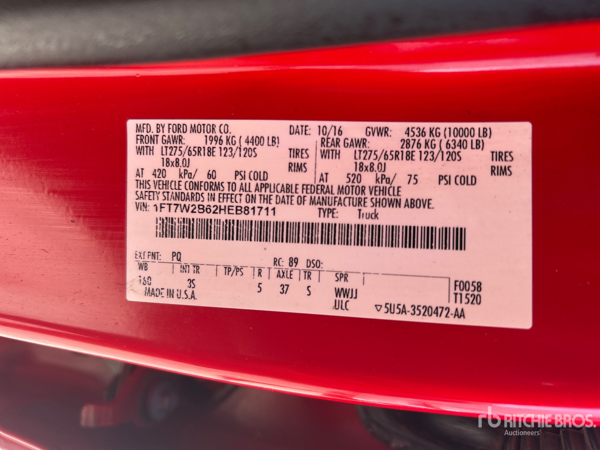 General Appearance with Serial Number / VIN