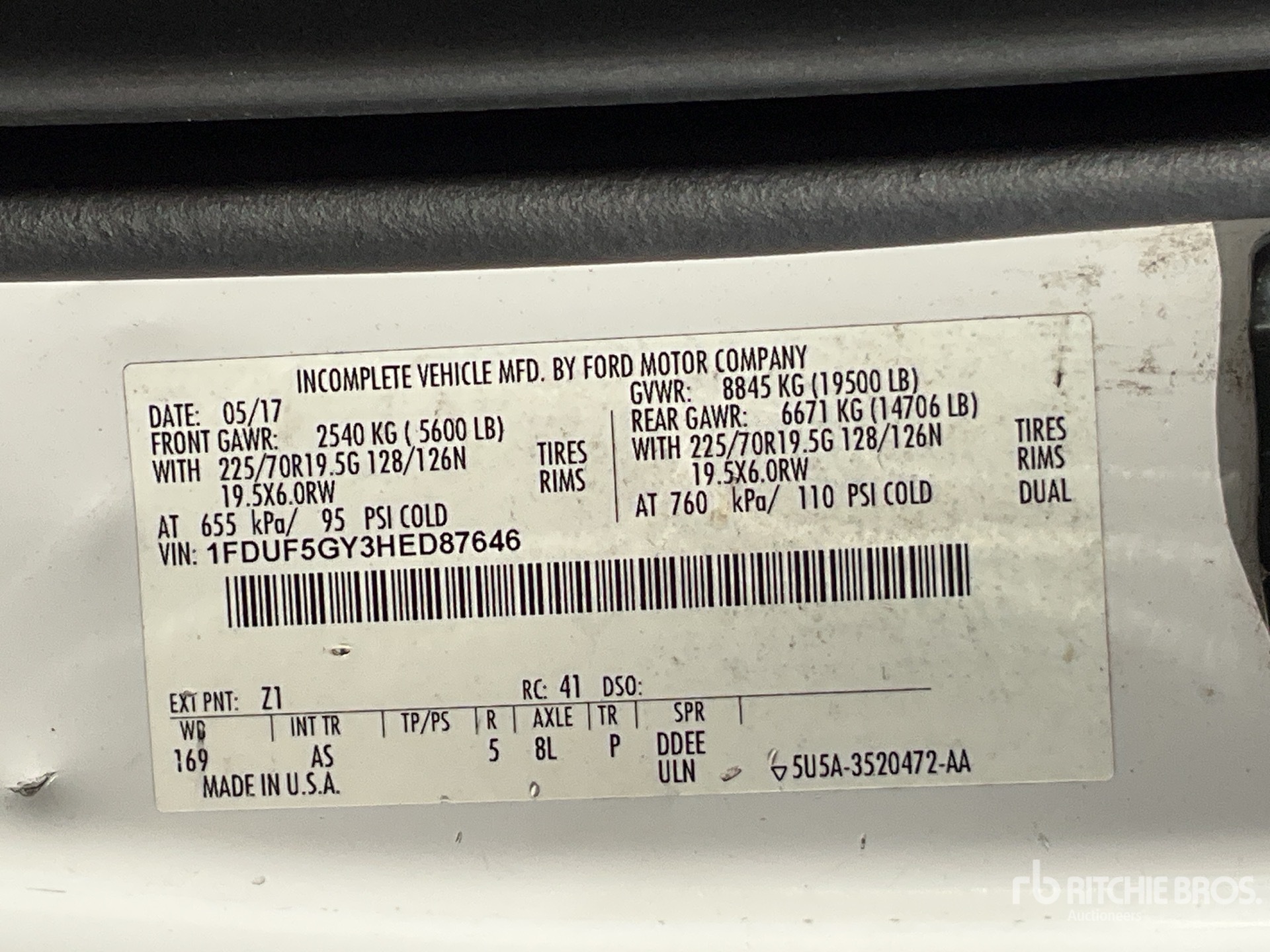 General Appearance with Serial Number / VIN