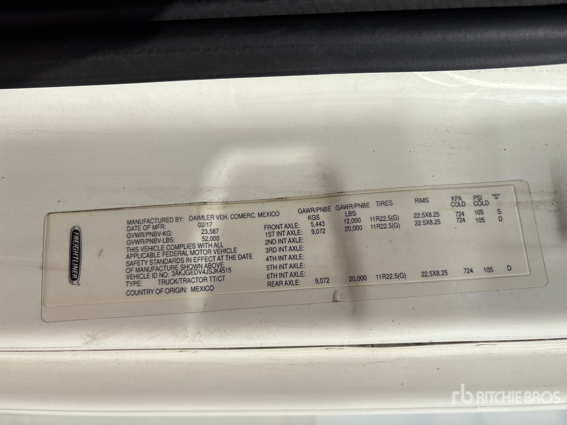 General Appearance with Serial Number / VIN