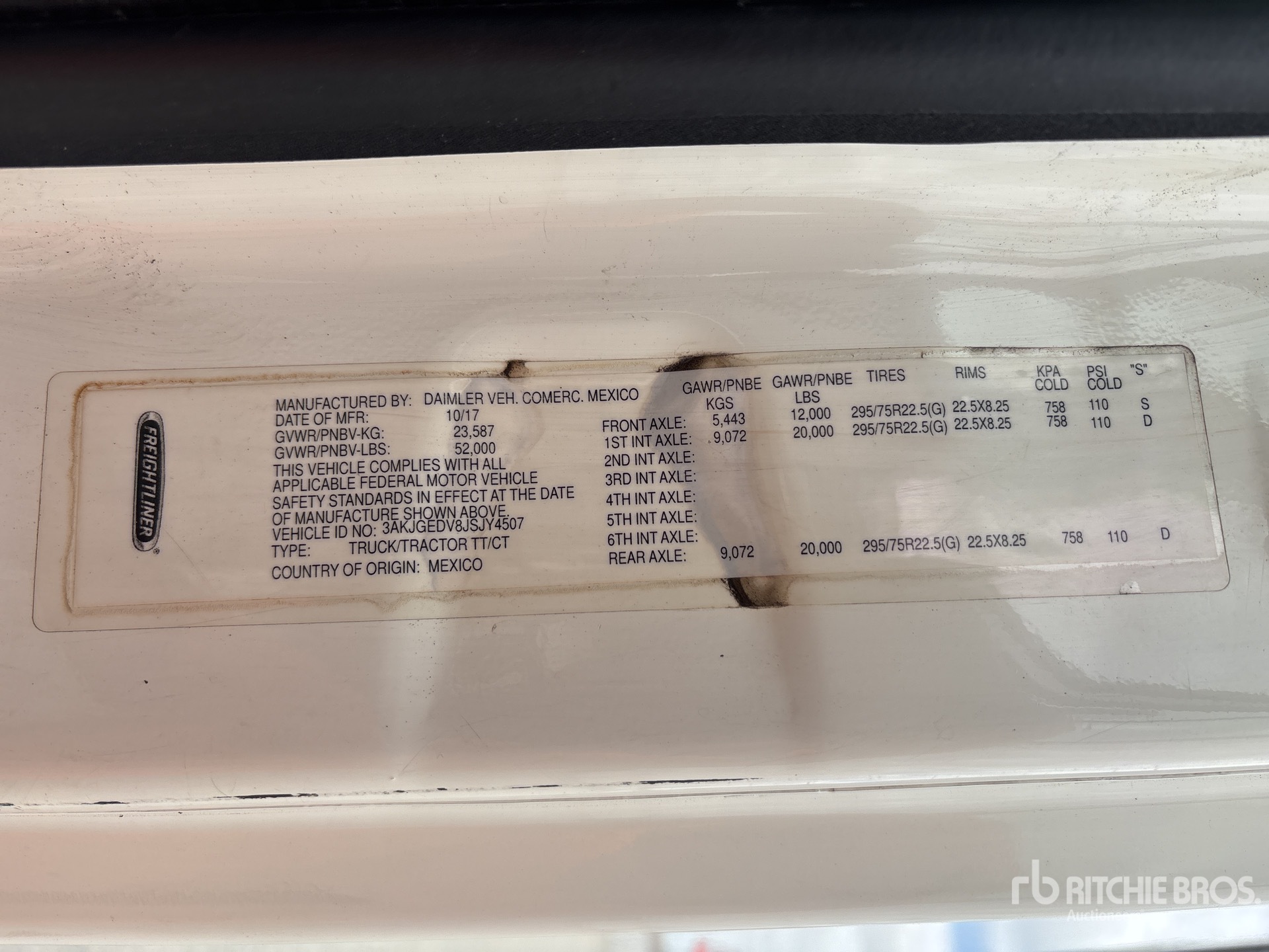General Appearance with Serial Number / VIN