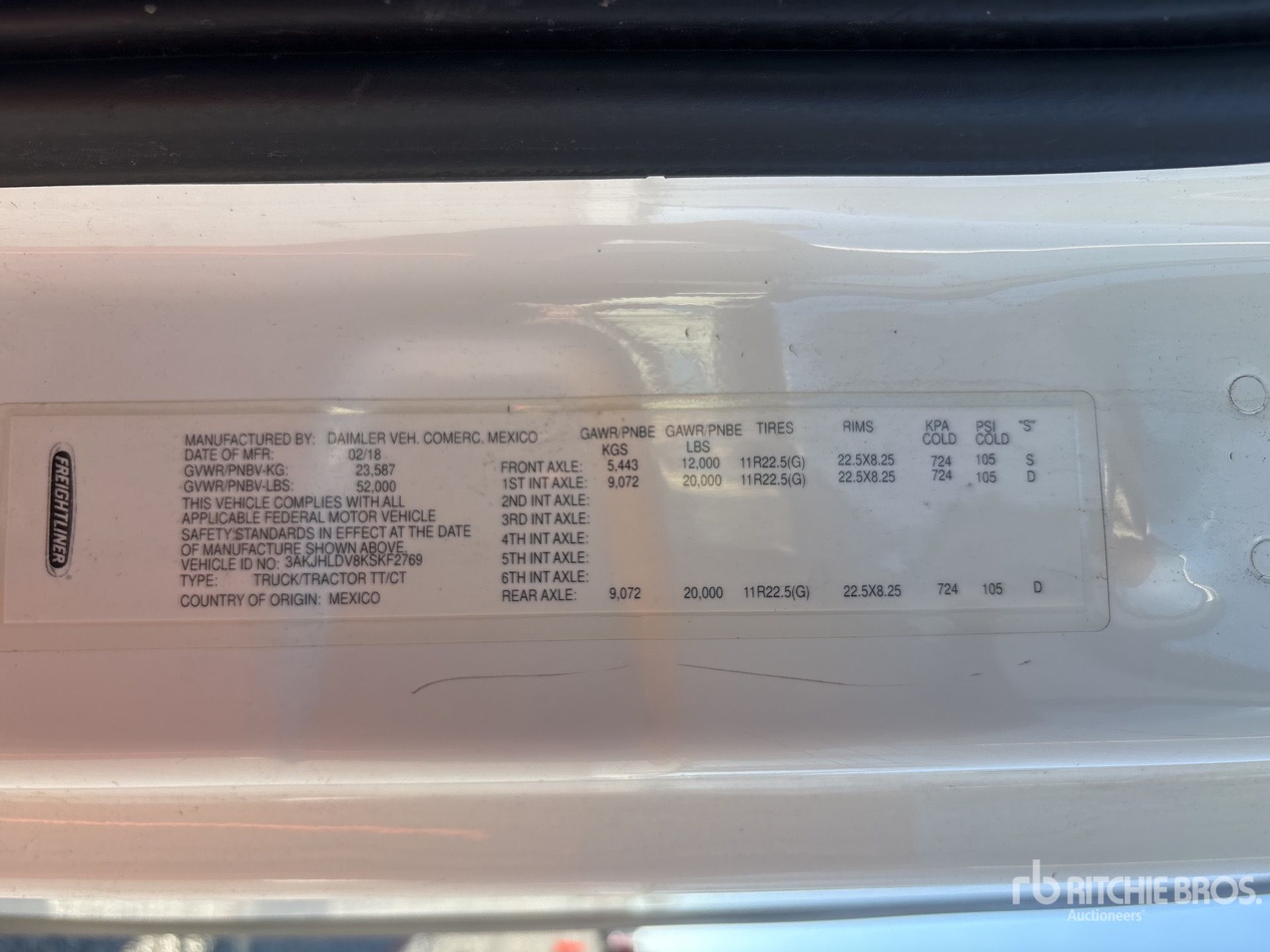 General Appearance with Serial Number / VIN